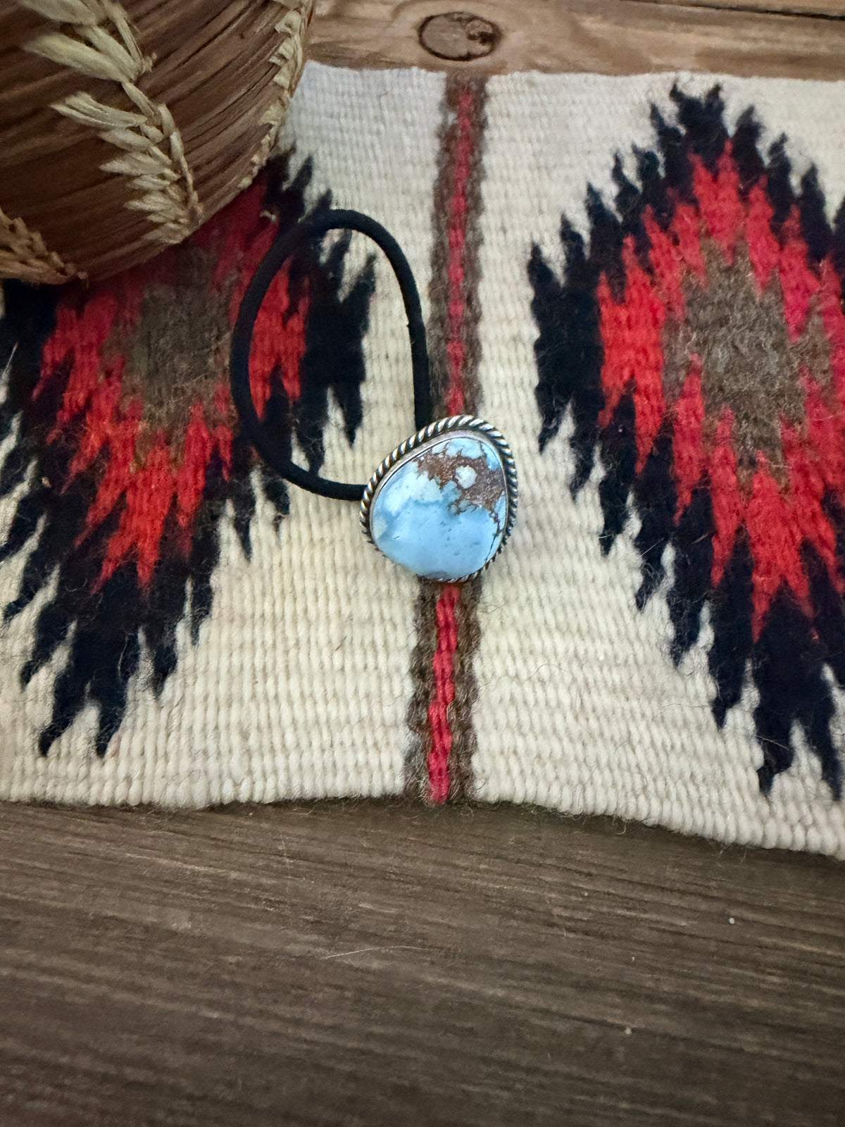 Handcrafted Golden Hills Turquoise & Sterling Silver Hair Tie Charm