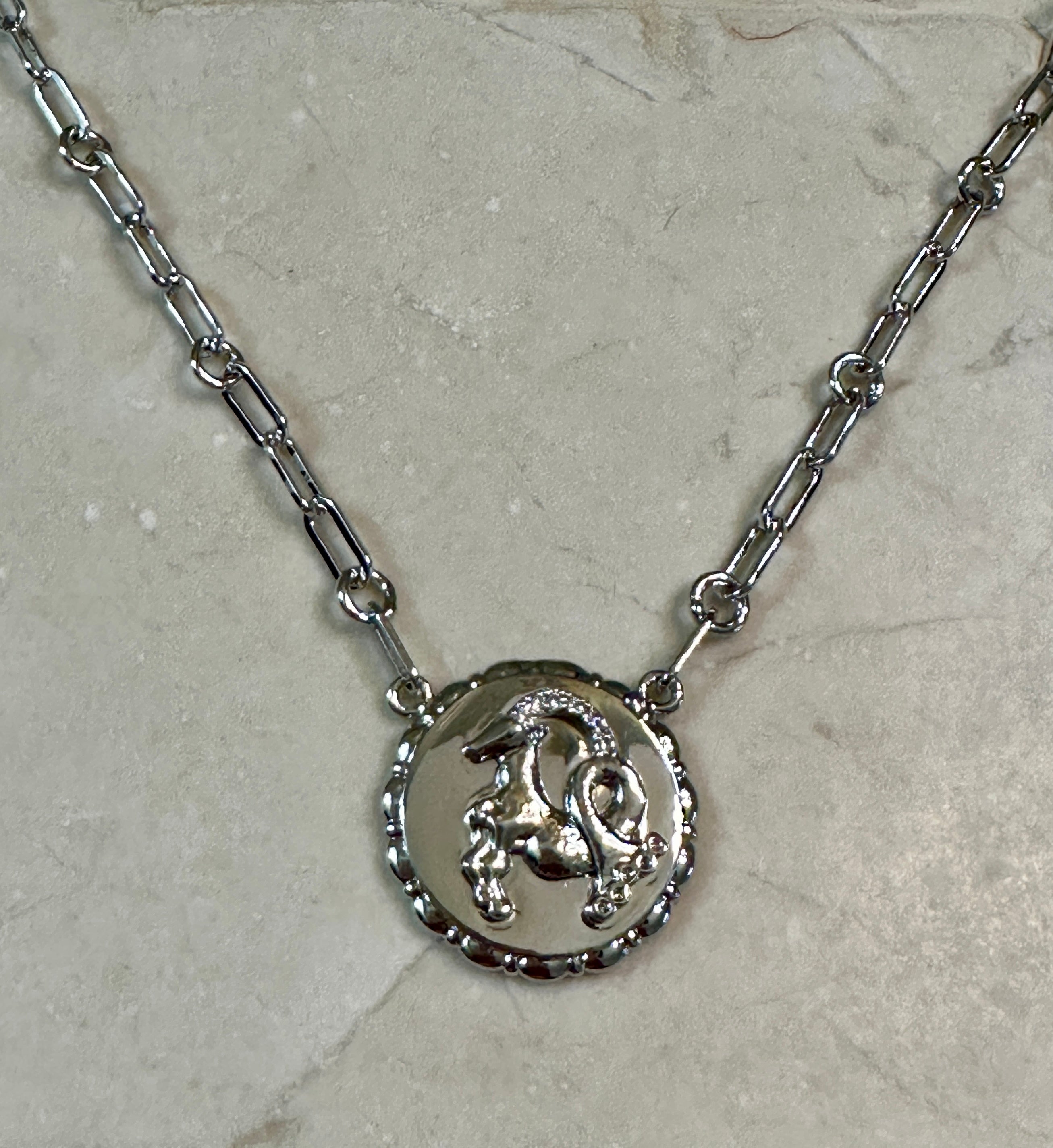 Bold CZ Zodiac Link Capricorn Necklace