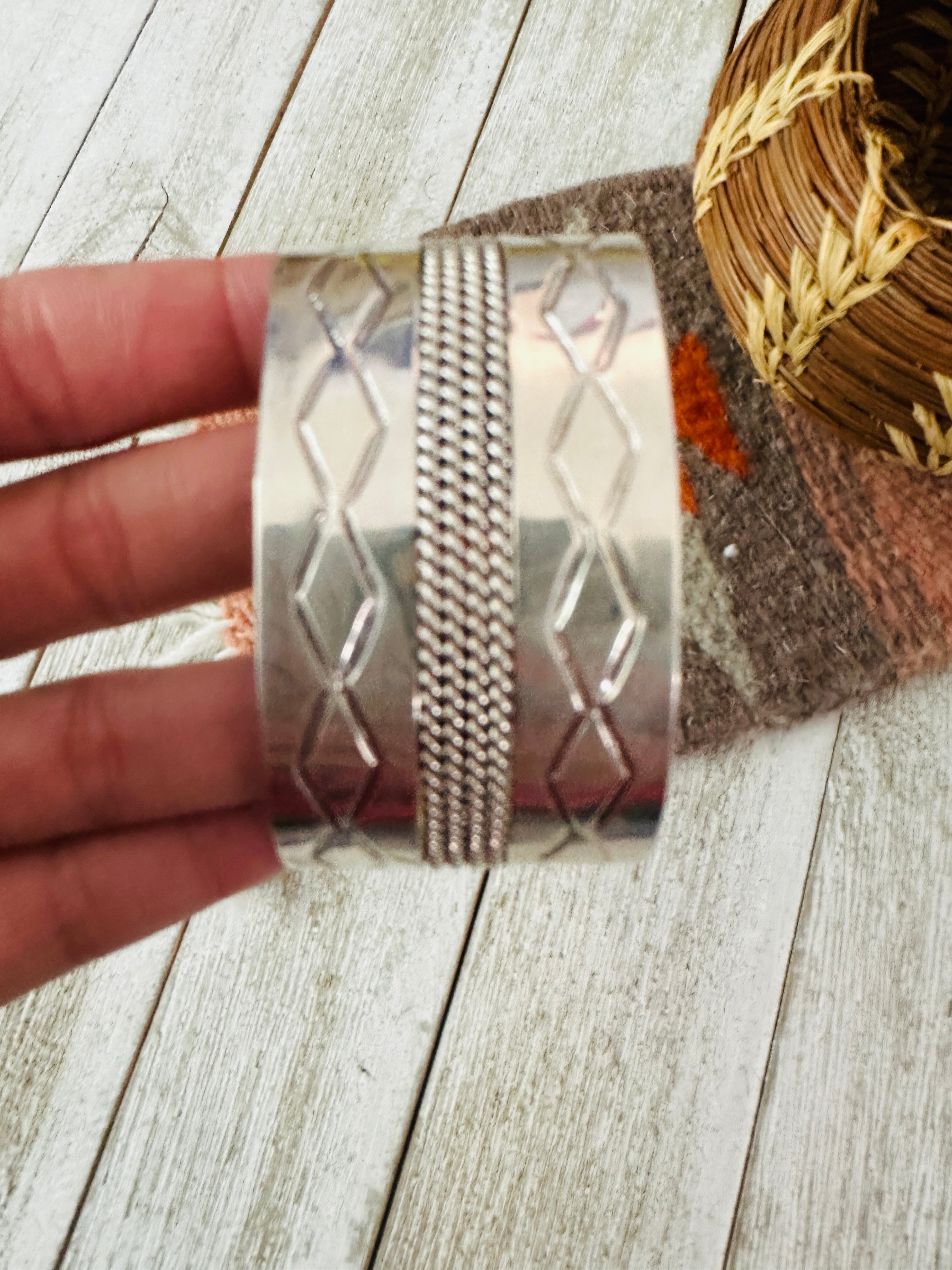 Handcrafted & Hand Stamped Sterling Silver Cuff Bracelet
