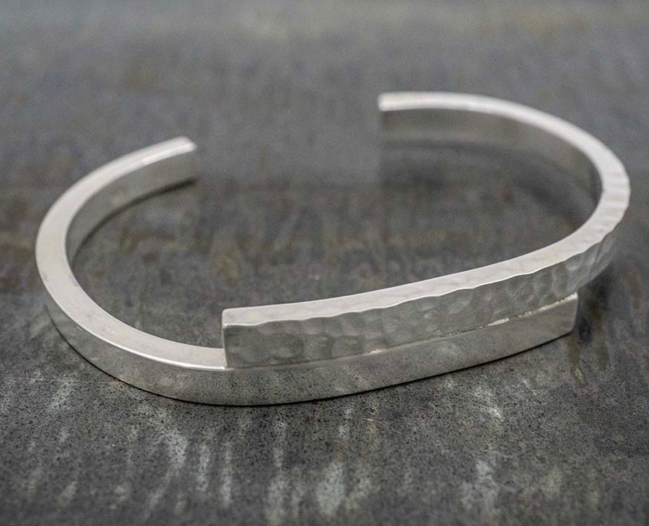 Hammered and Smooth Overlap Cuff Bracelet