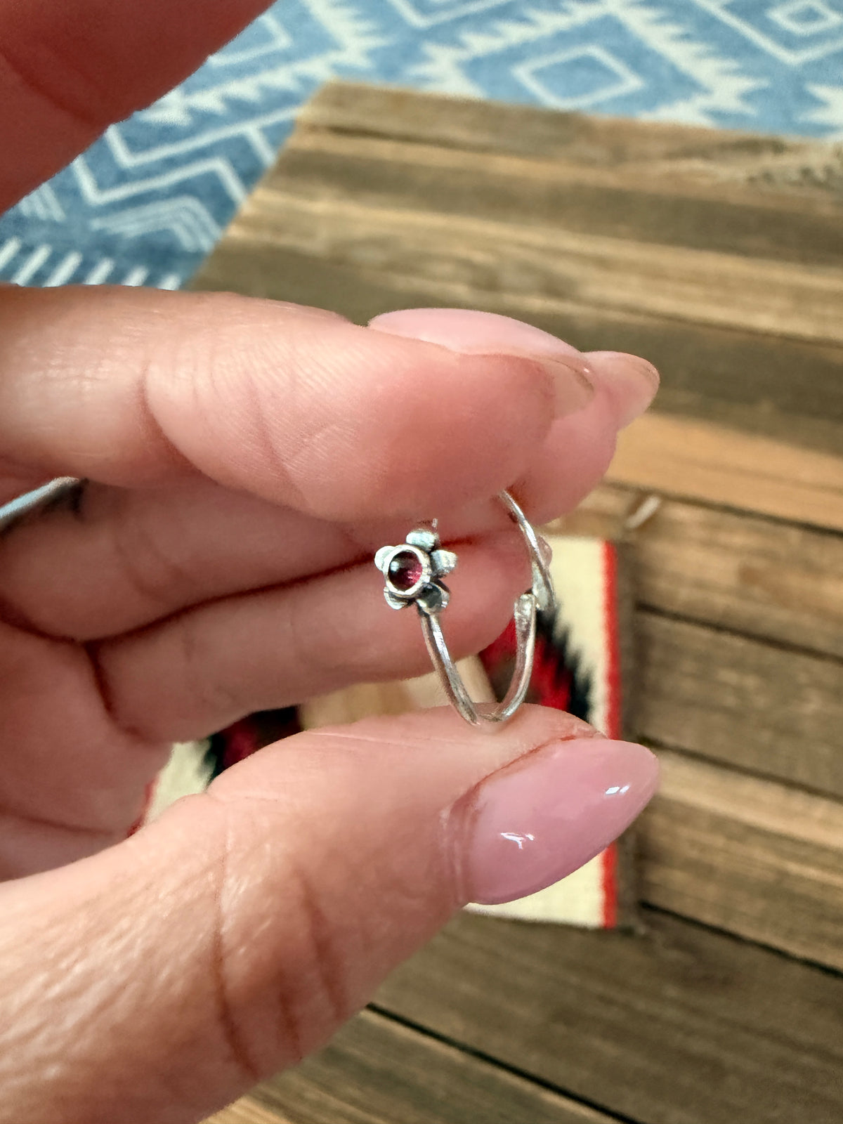 Handmade Sterling Silver & Garnet Adjustable Ring