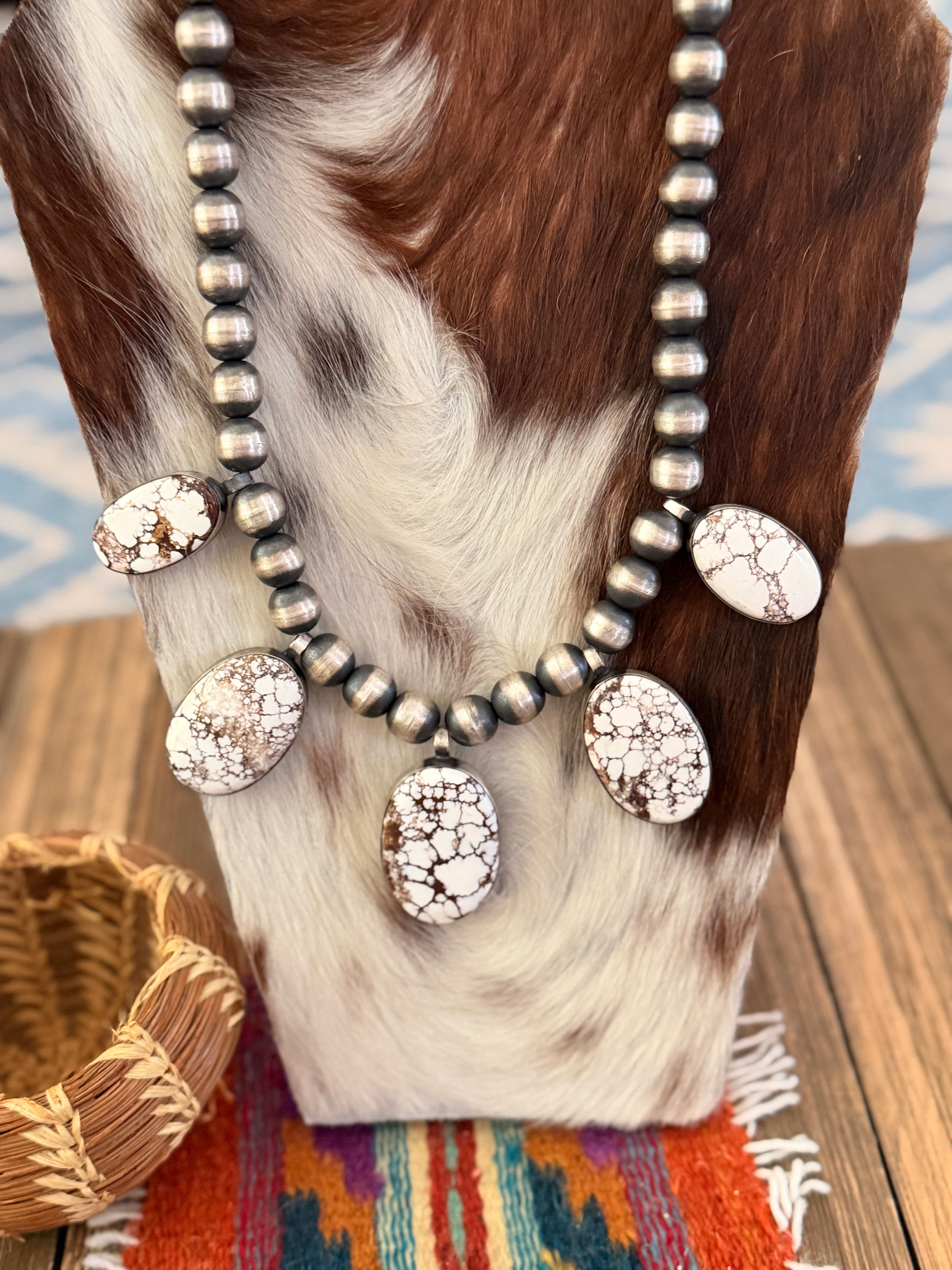 Handcrafted Wild Horse & Sterling Silver Beaded Necklace