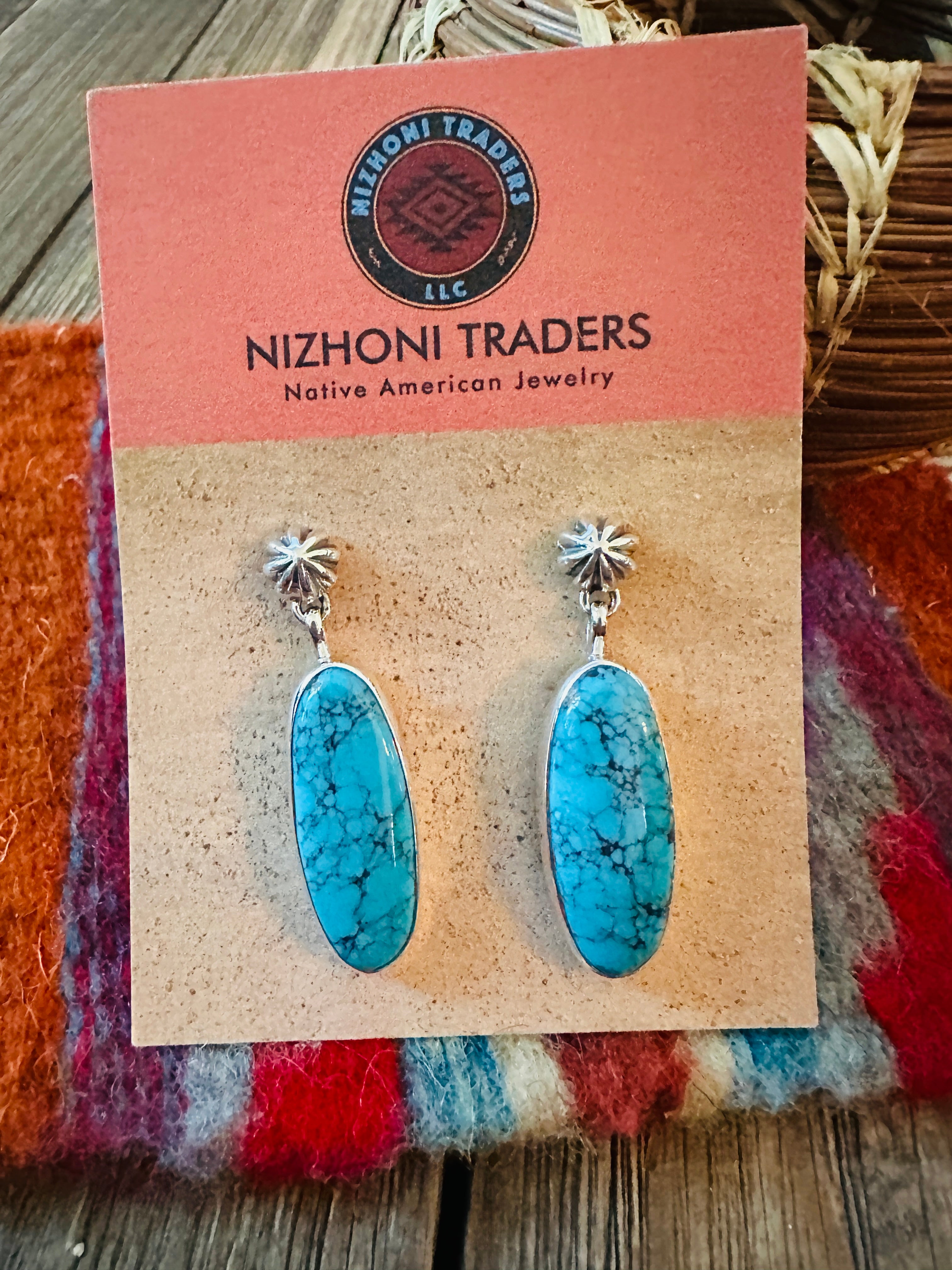 Handcrafted Kingman Turquoise & Sterling Silver Dangle Earrings
