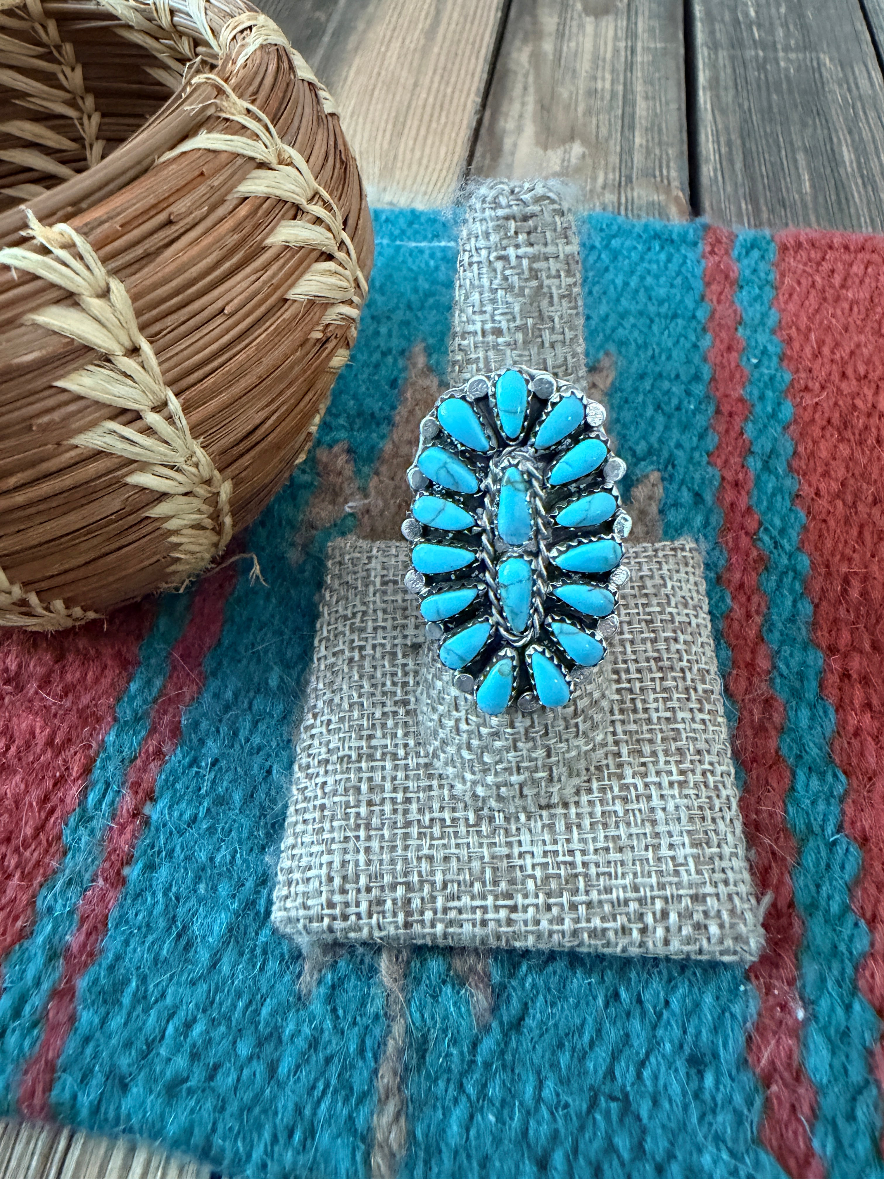Handcrafted Turquoise & Sterling Silver Cluster Ring