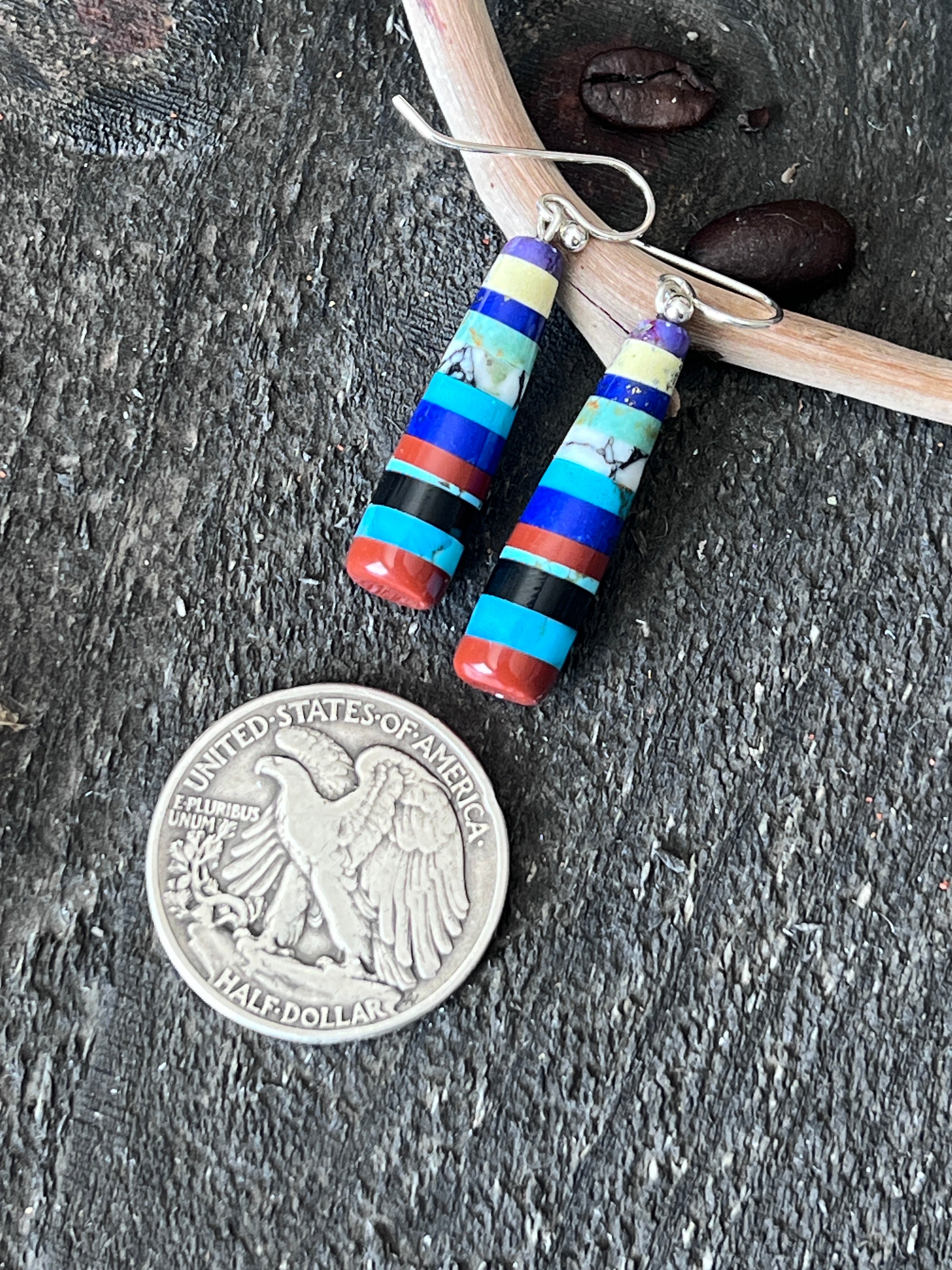 Santo Domingo Layered Multistone Earrings by Ronald Chavez, Stacked Gems #2