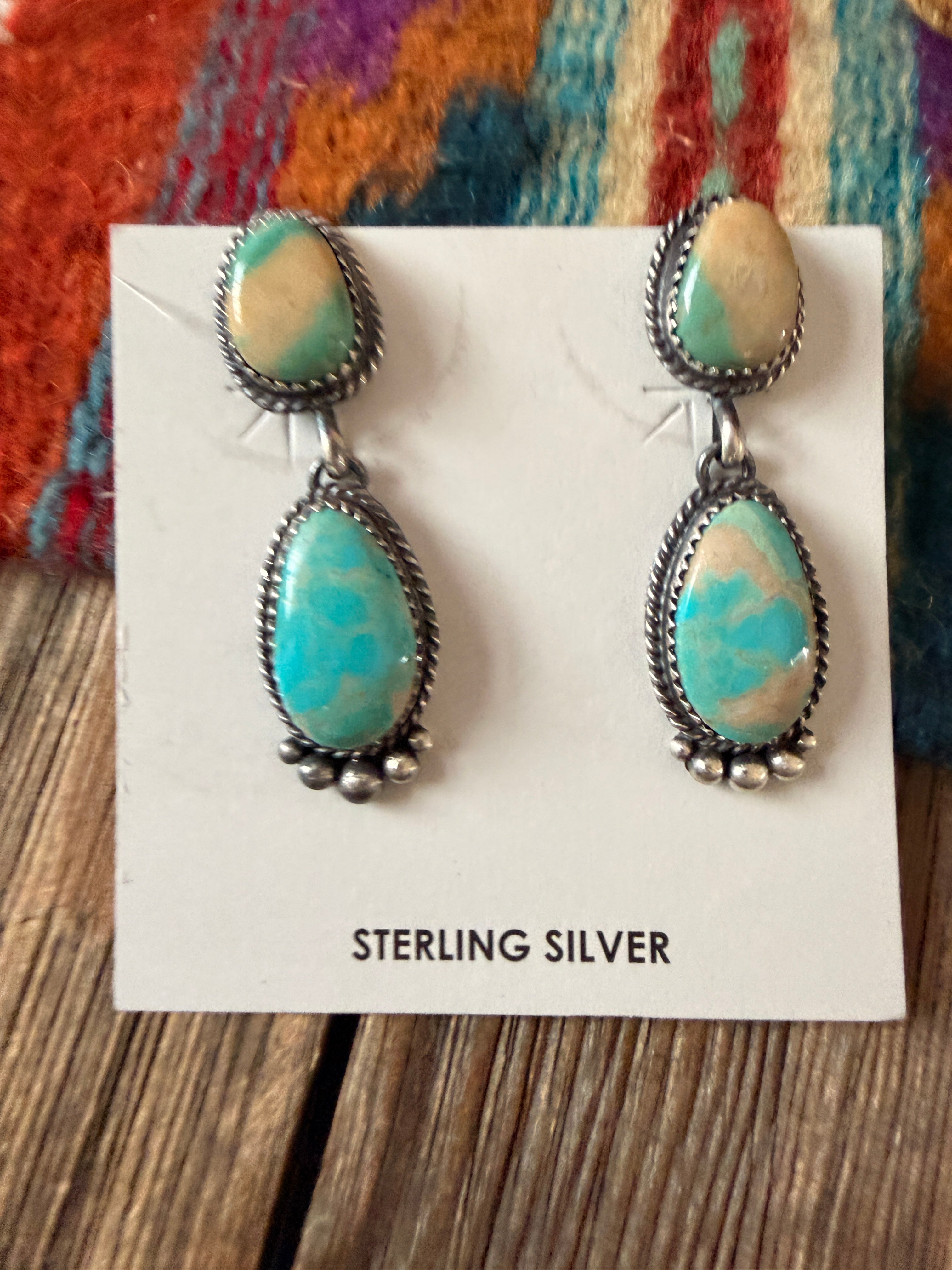 Handcrafted Turquoise & Sterling Silver Dangle Earrings