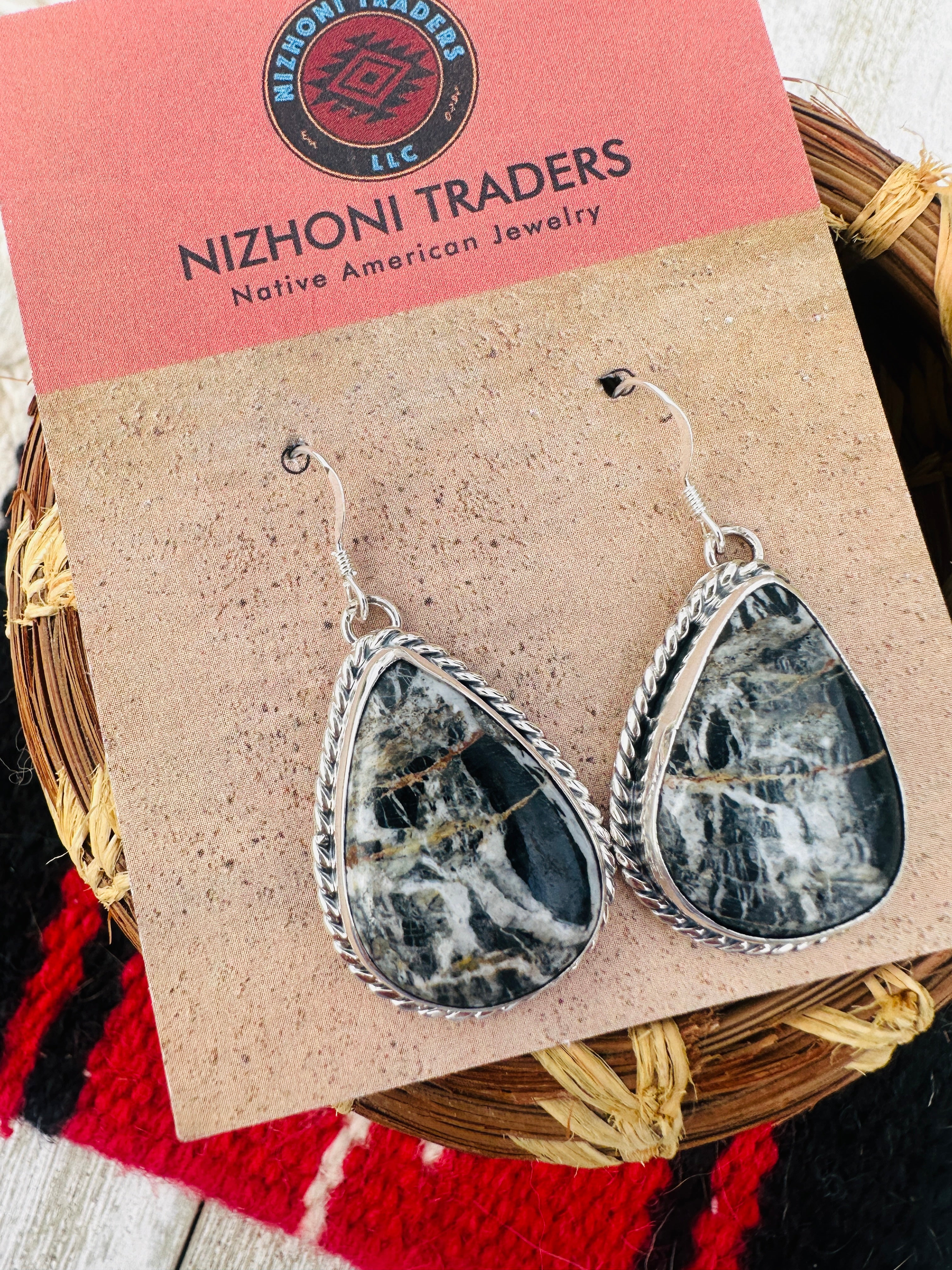 Handcrafted White Buffalo & Sterling Silver Dangle Earrings