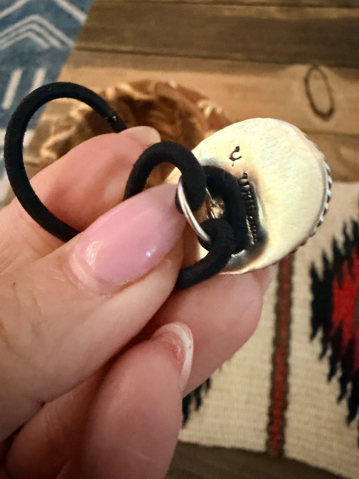 Handcrafted Turquoise & Sterling Silver Hair Tie Charm