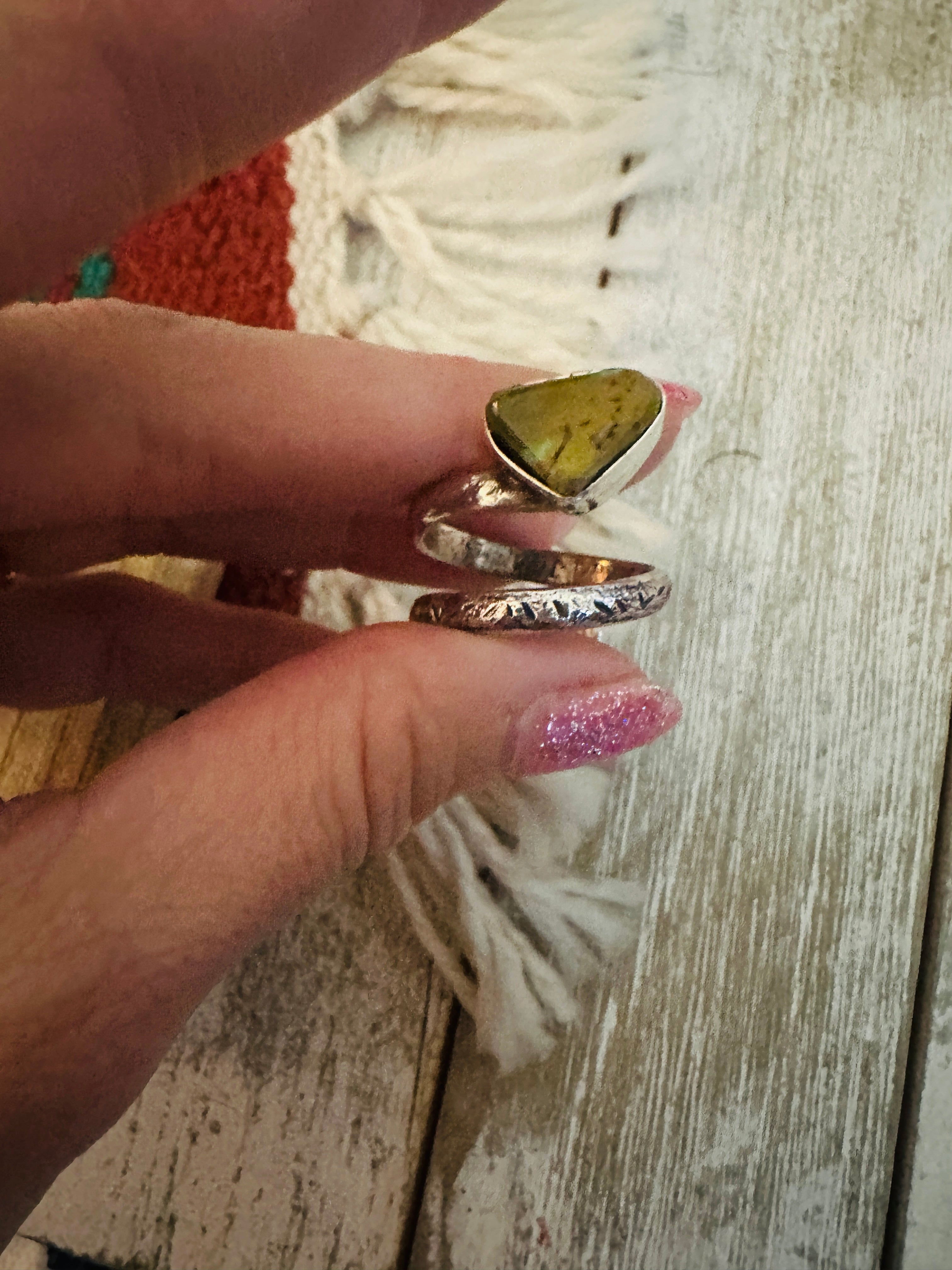 Handcrafted Sterling Silver & Turquoise Adjustable Ring