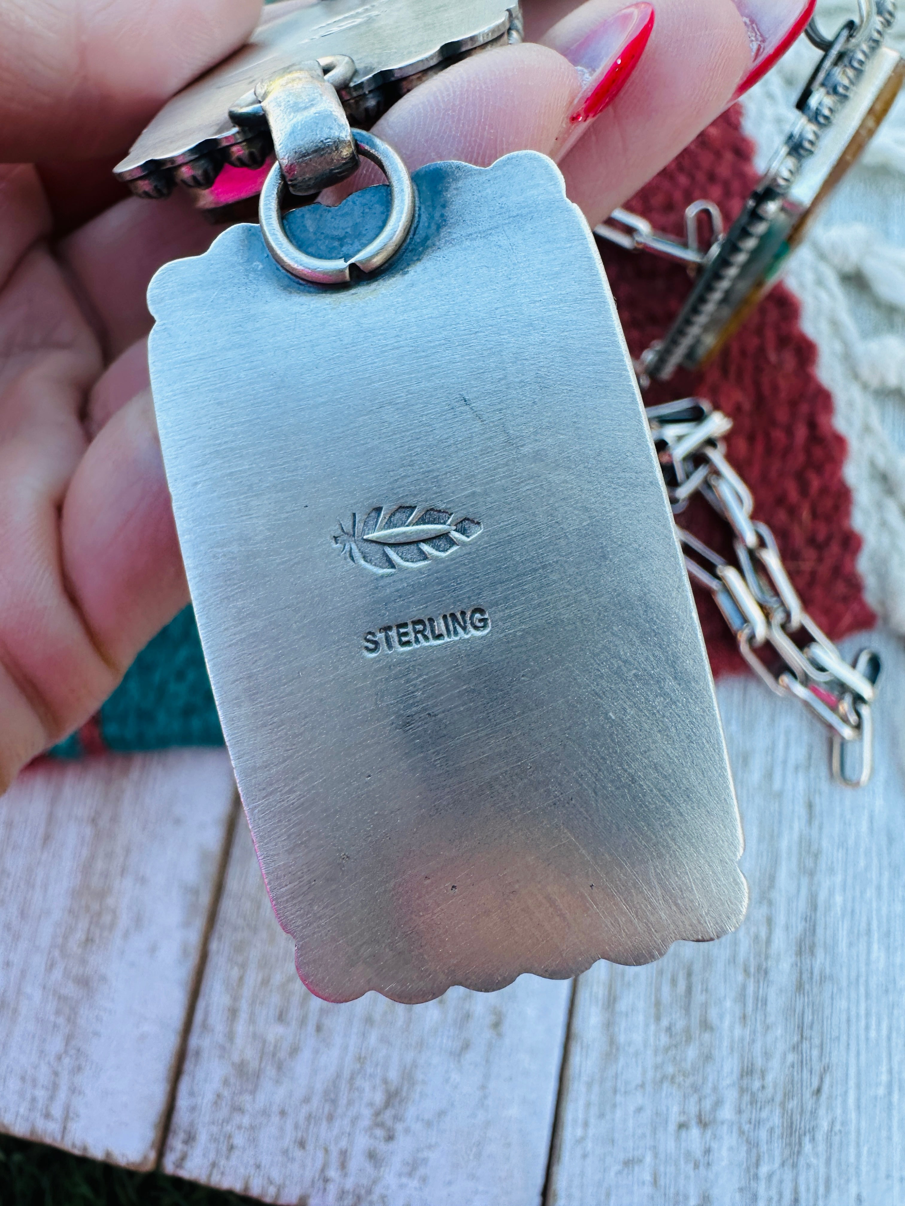 Handcrafted Ribbon Turquoise & Sterling Silver Lariat Necklace