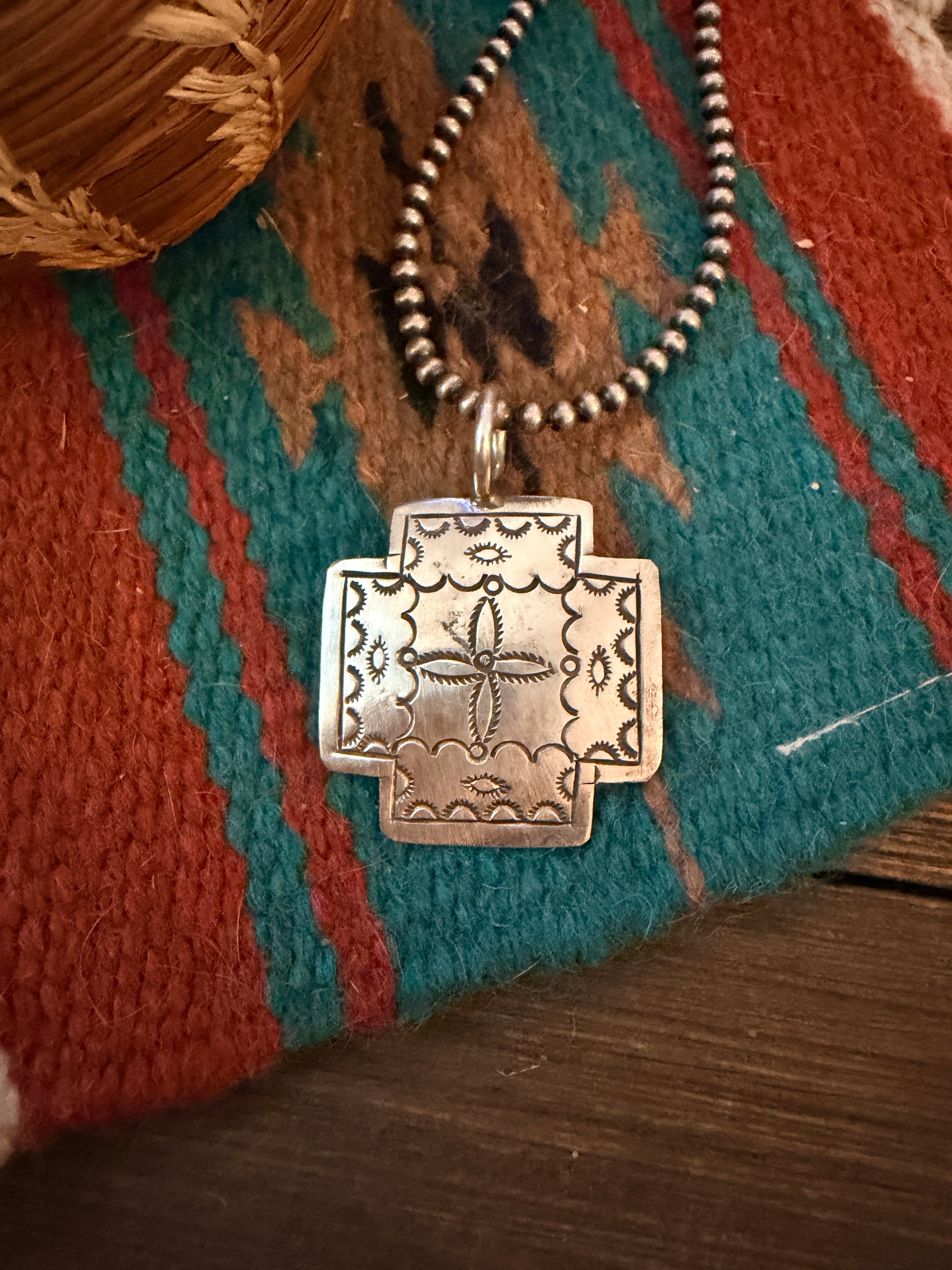 Handcrafted Sterling Silver Concho Cross Pendant