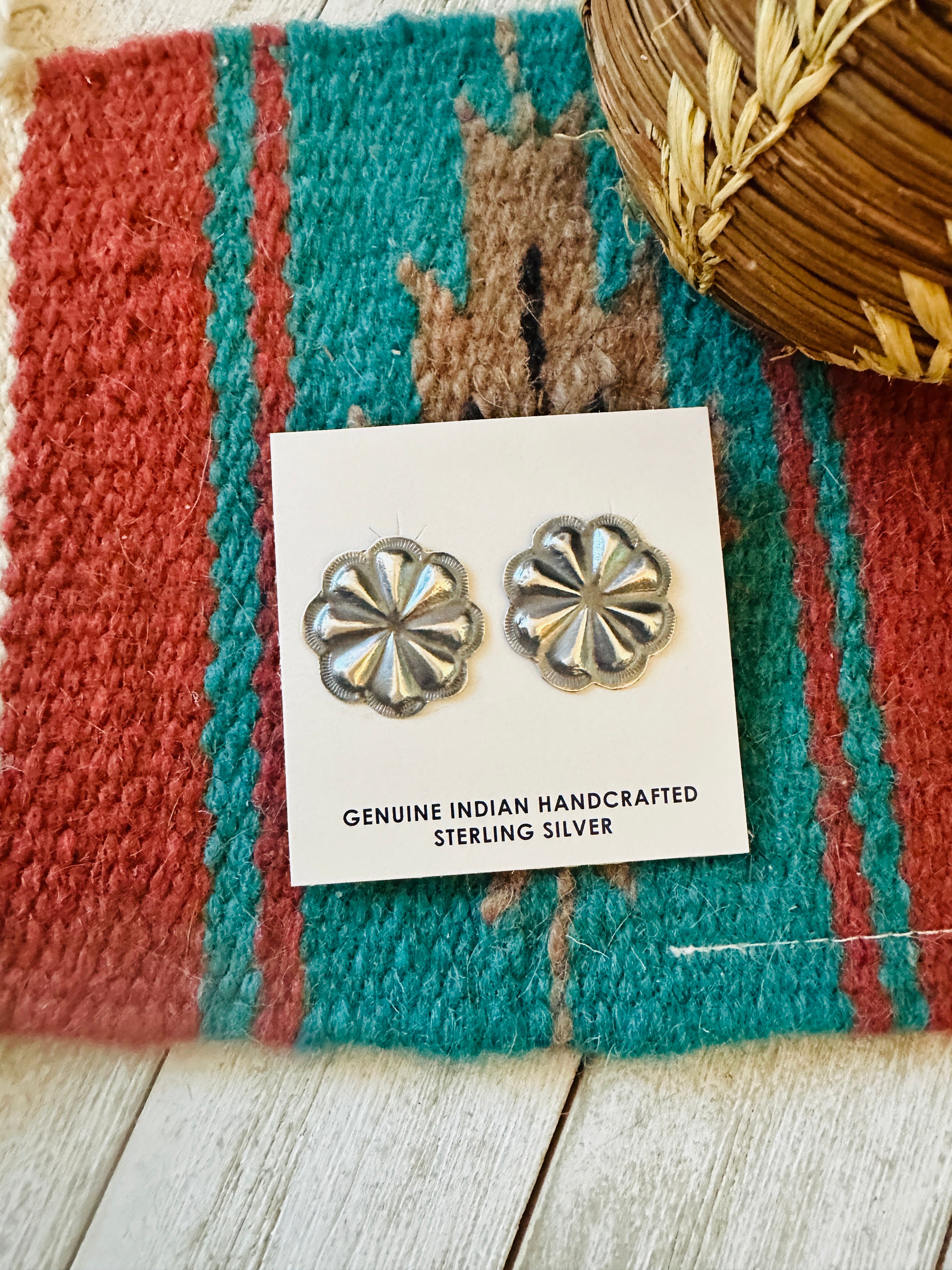 Handcrafted Sterling Silver Concho Stud Earrings