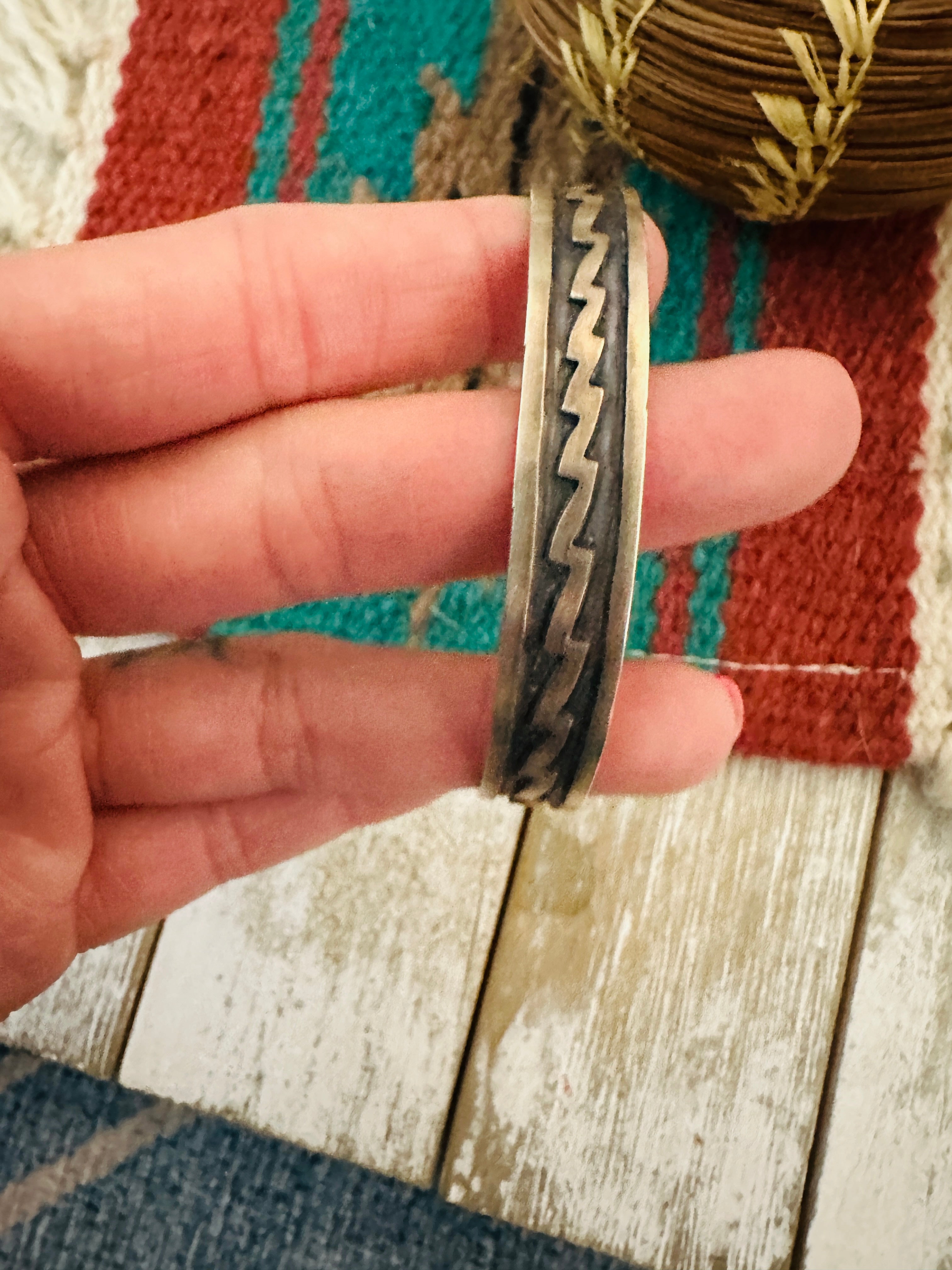 Handcrafted Hand Stamped Sterling Silver Cuff Bracelet