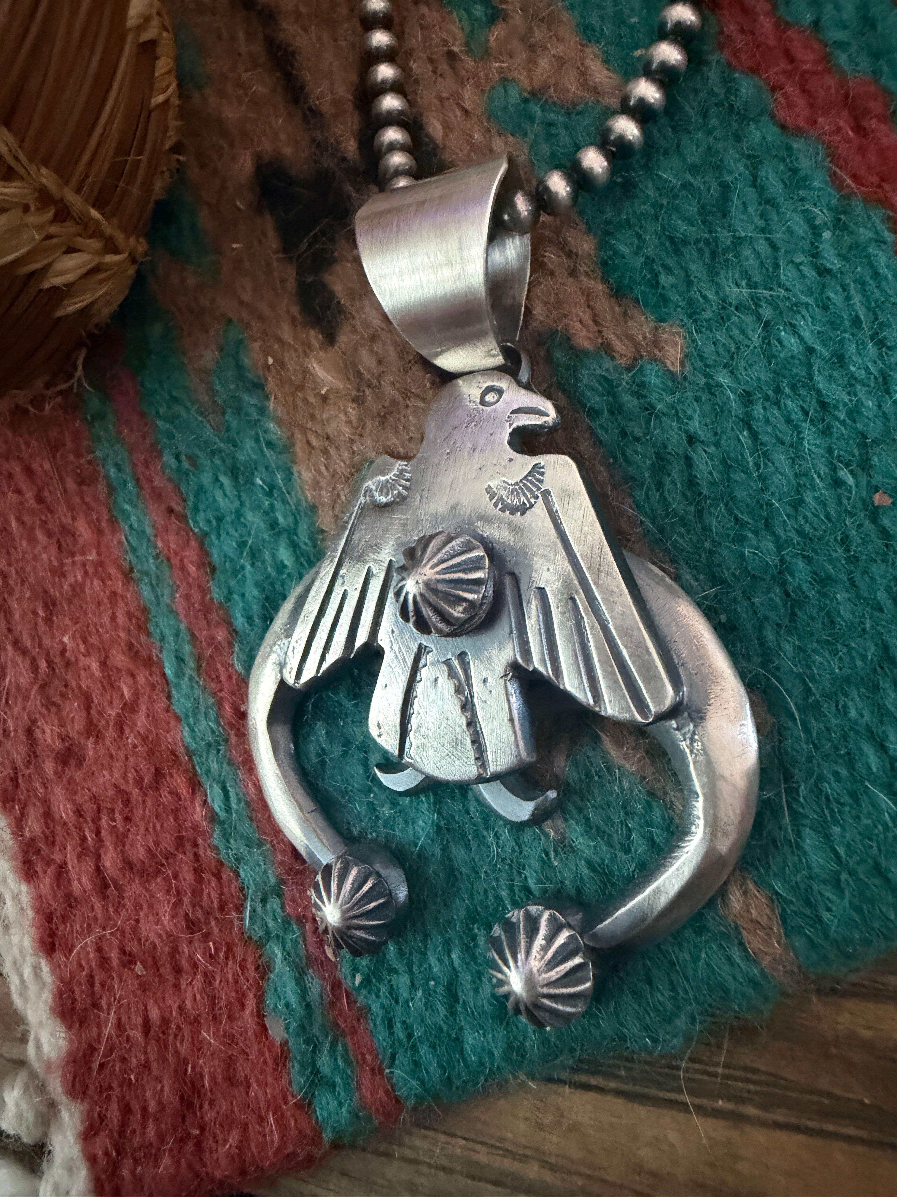 Handcrafted Sterling Silver Thunderbird Naja Pendant by Chimney Butte