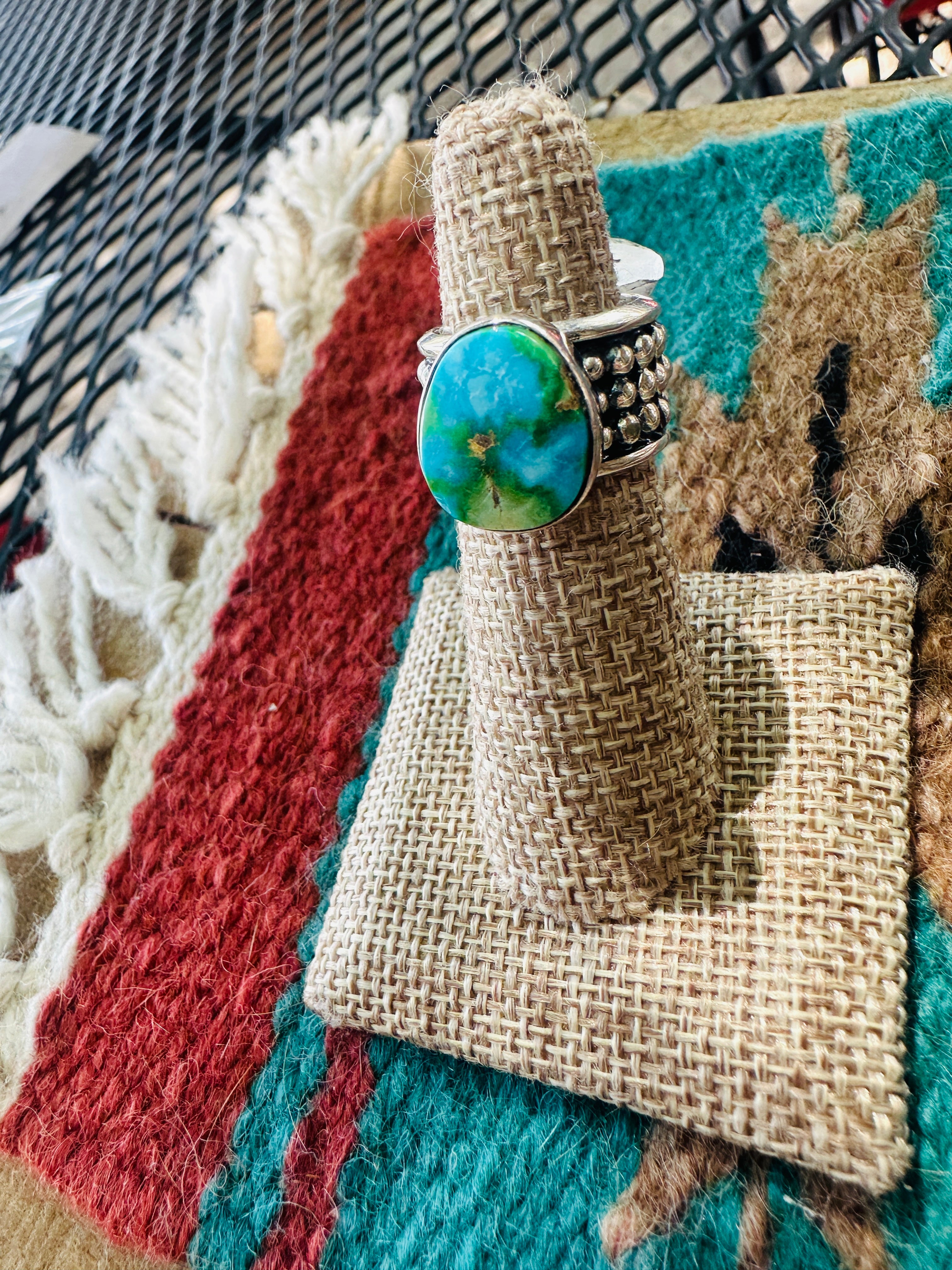 Handcrafted Sterling Silver & Sonoran Mountain Turquoise Ring Size 5