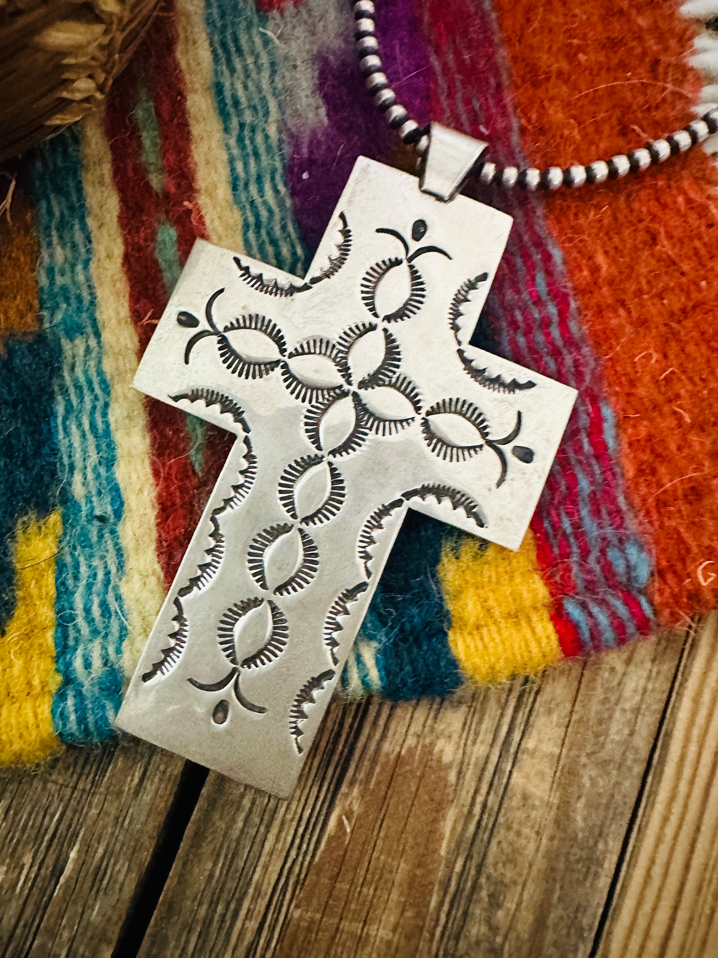Handcrafted Sterling Silver Cross Pendant by Douglas Etsitty