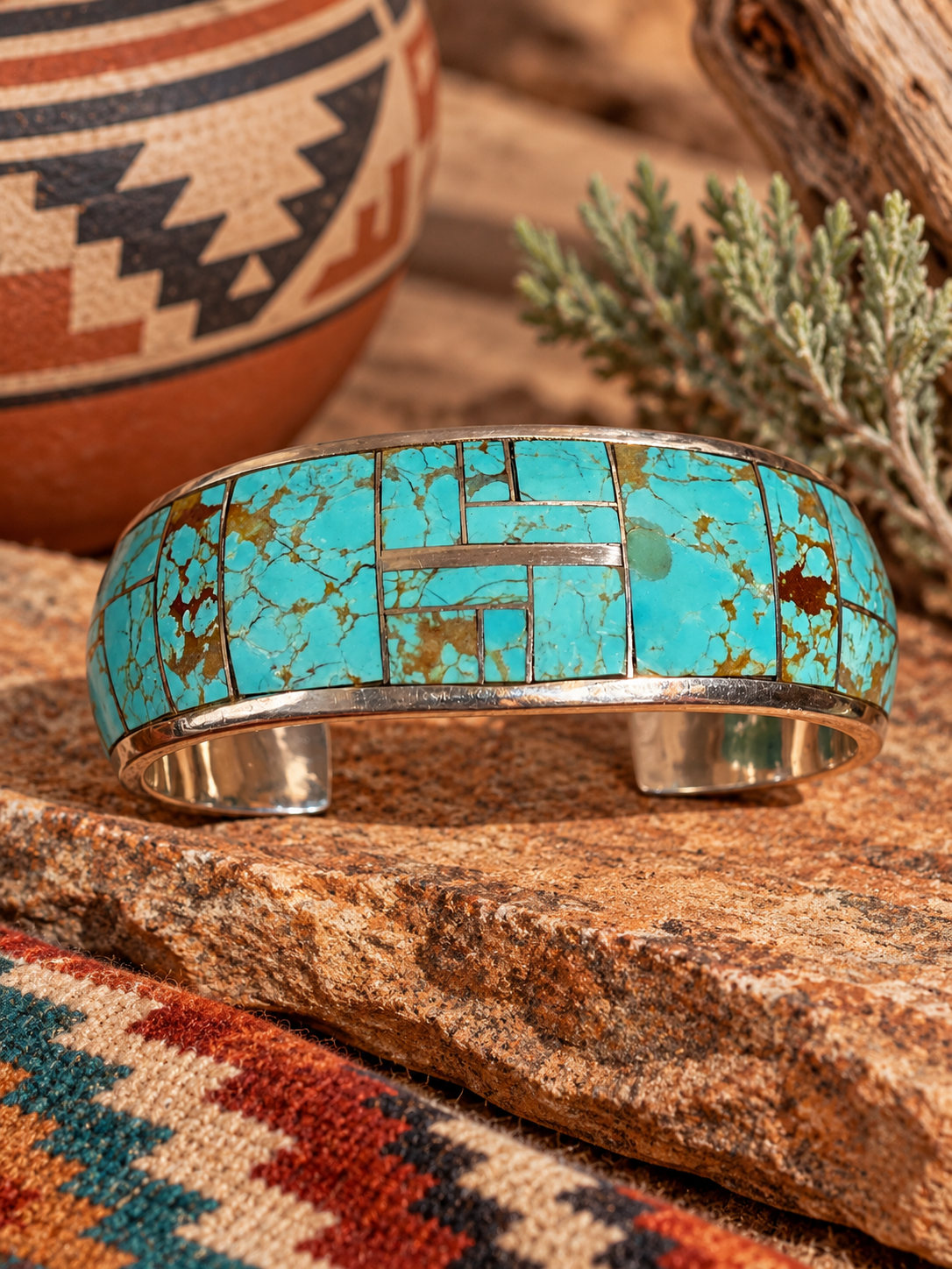 Handcrafted Turquoise 8 & Sterling silver Cuff Bracelet