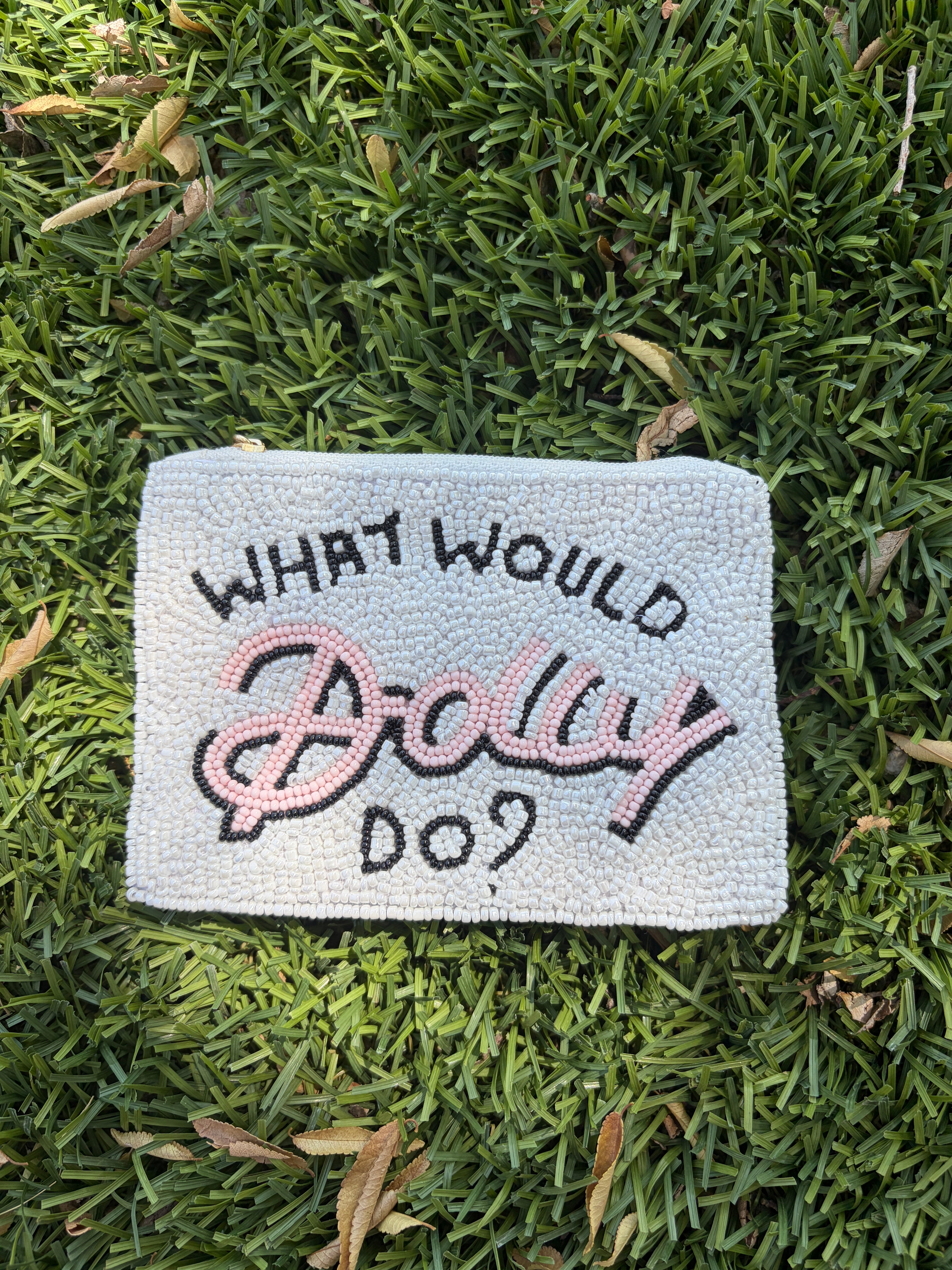 Handmade Beaded “What Would Dolly Do?” Coin Purse