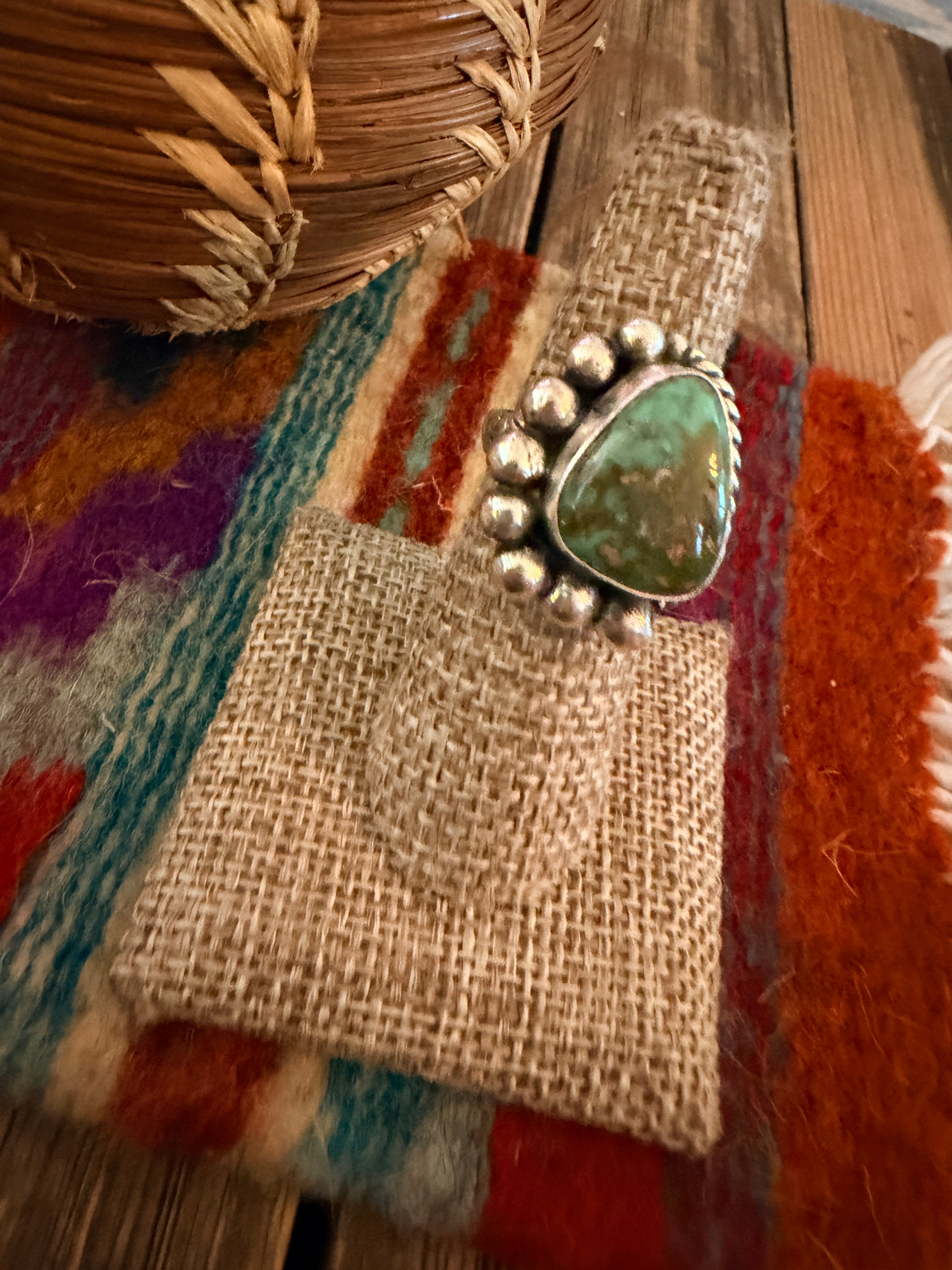 Handmade Sterling Silver and Turquoise Adjustable Ring
