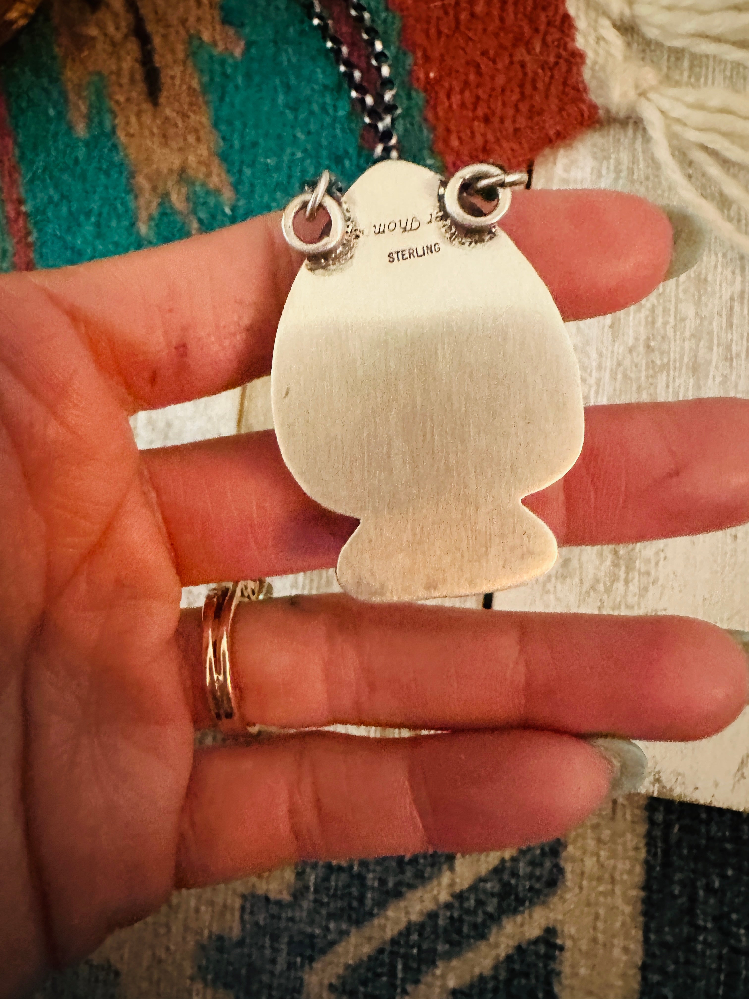 Navajo Sterling Silver & Multi Stone Inlay Spade Necklace