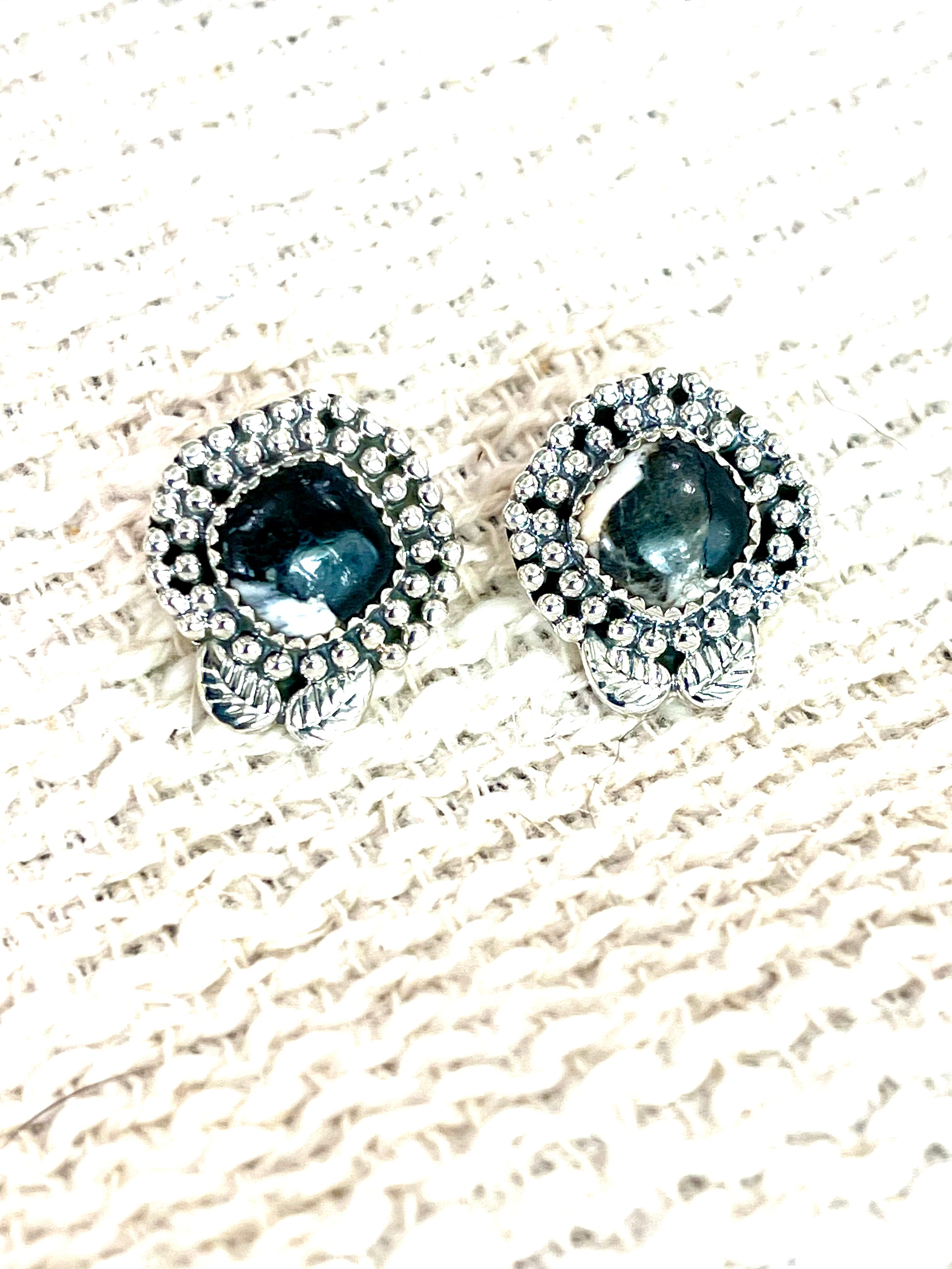 Handcrafted Sterling Silver & White Buffalo Stud Earrings