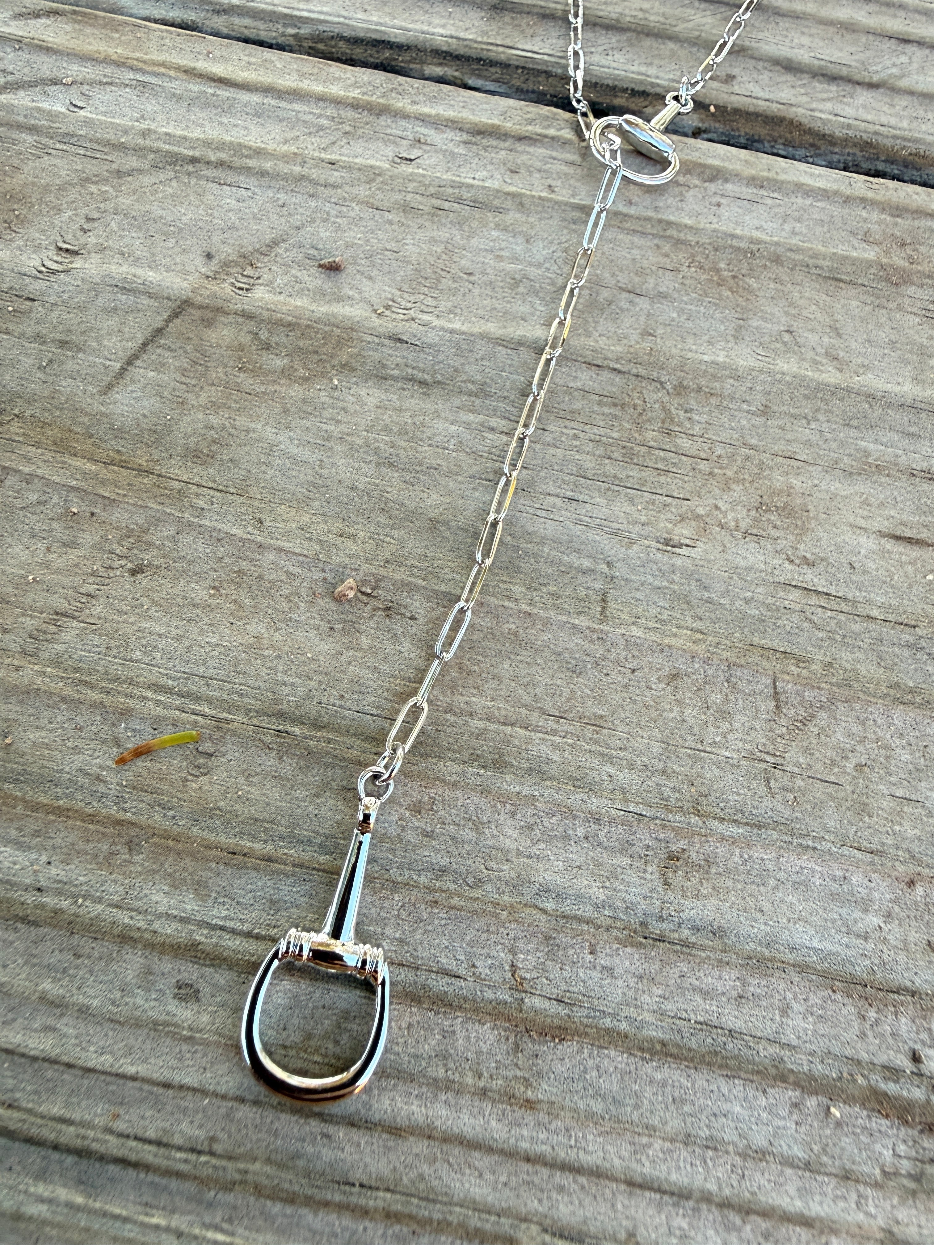 “The Golden Collection” Handmade Silver Plated Chain Link HORSE BIT Y Necklace