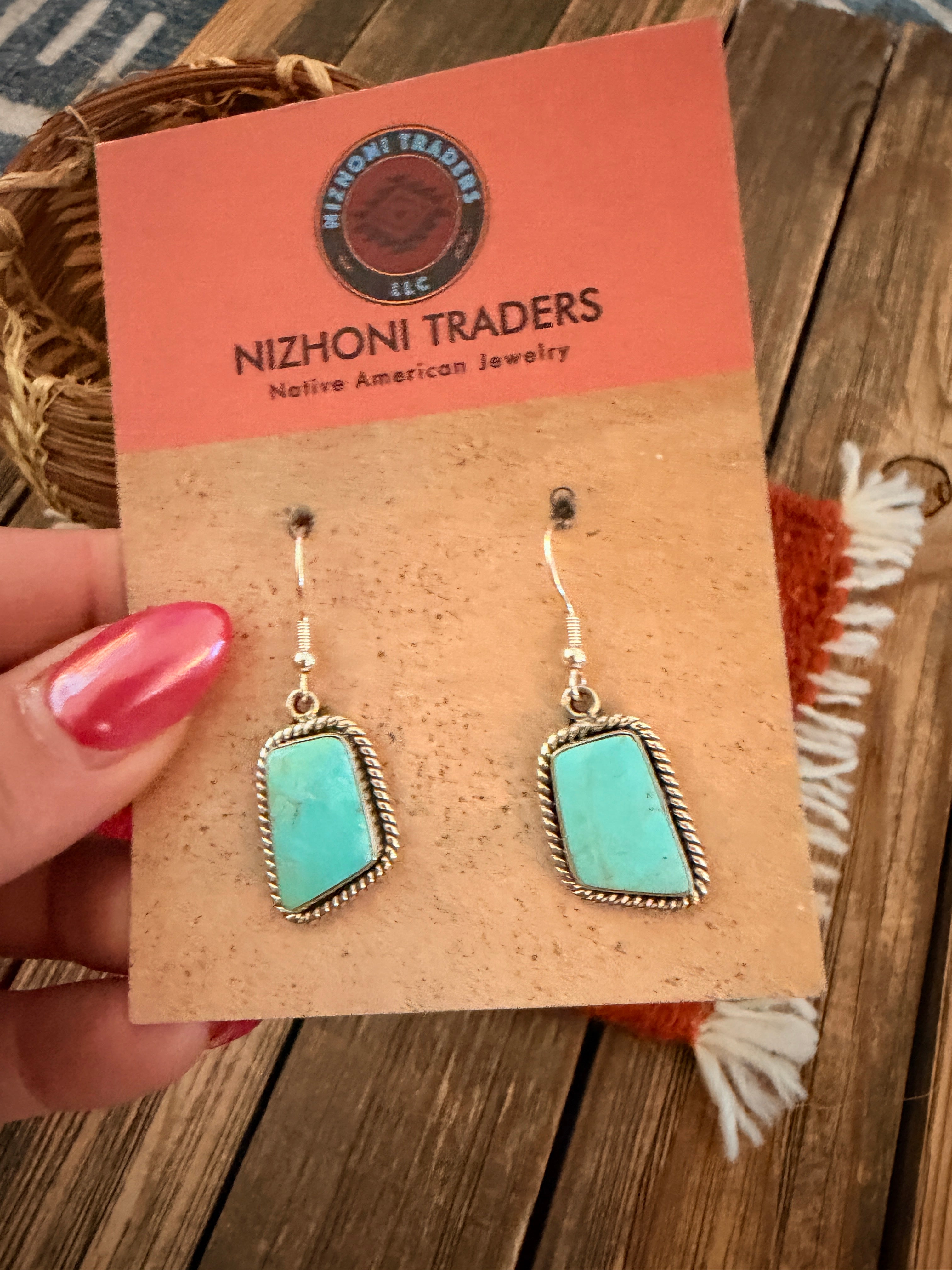 Handcrafted Turquoise & Sterling Silver Dangle Earrings