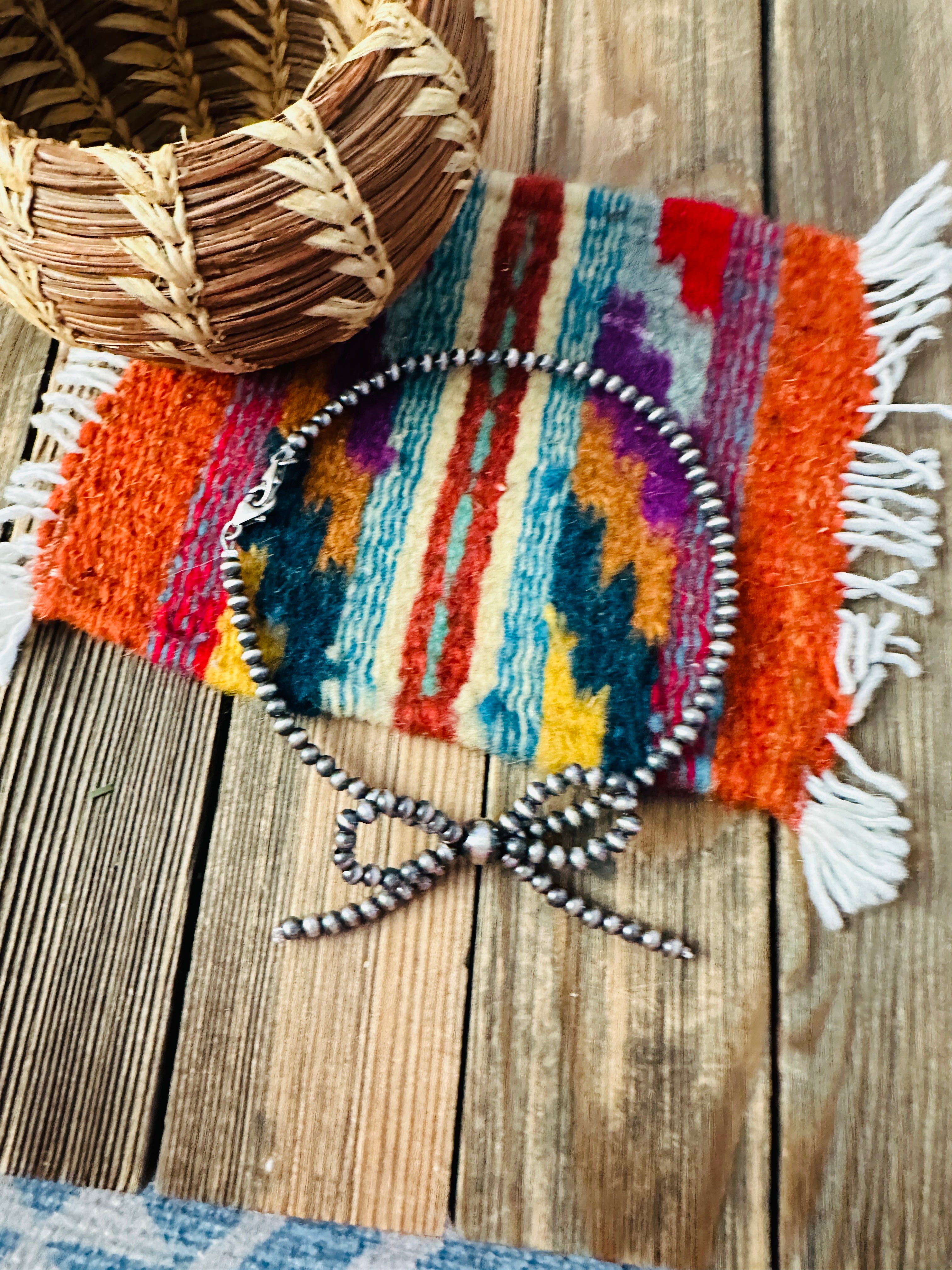 Handmade Sterling Silver Beaded Bow Hat Band