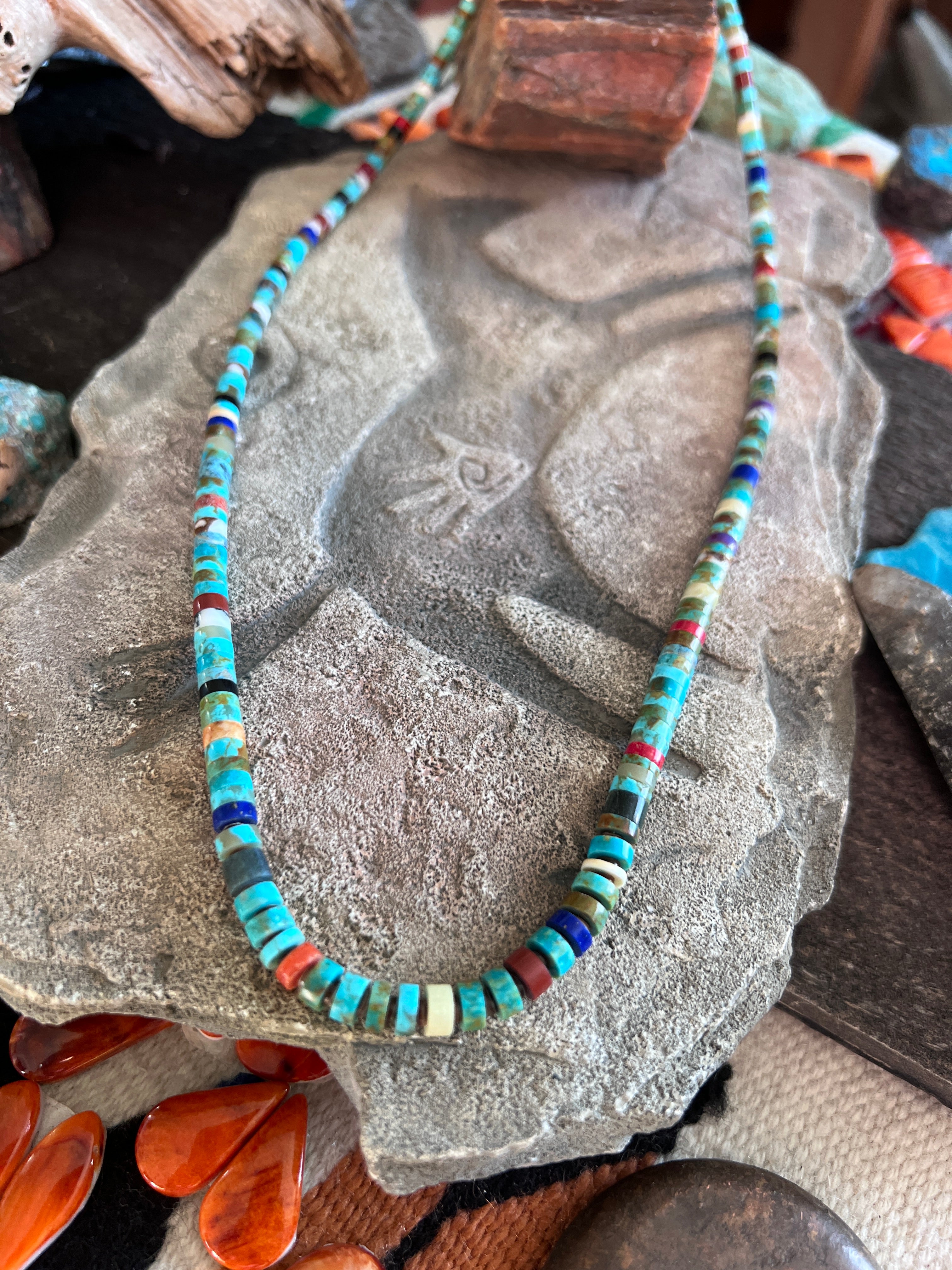 Ronald Chavez Handcrafted Multistone Graduated Heishi Bead Necklace, 20-3/8 inches