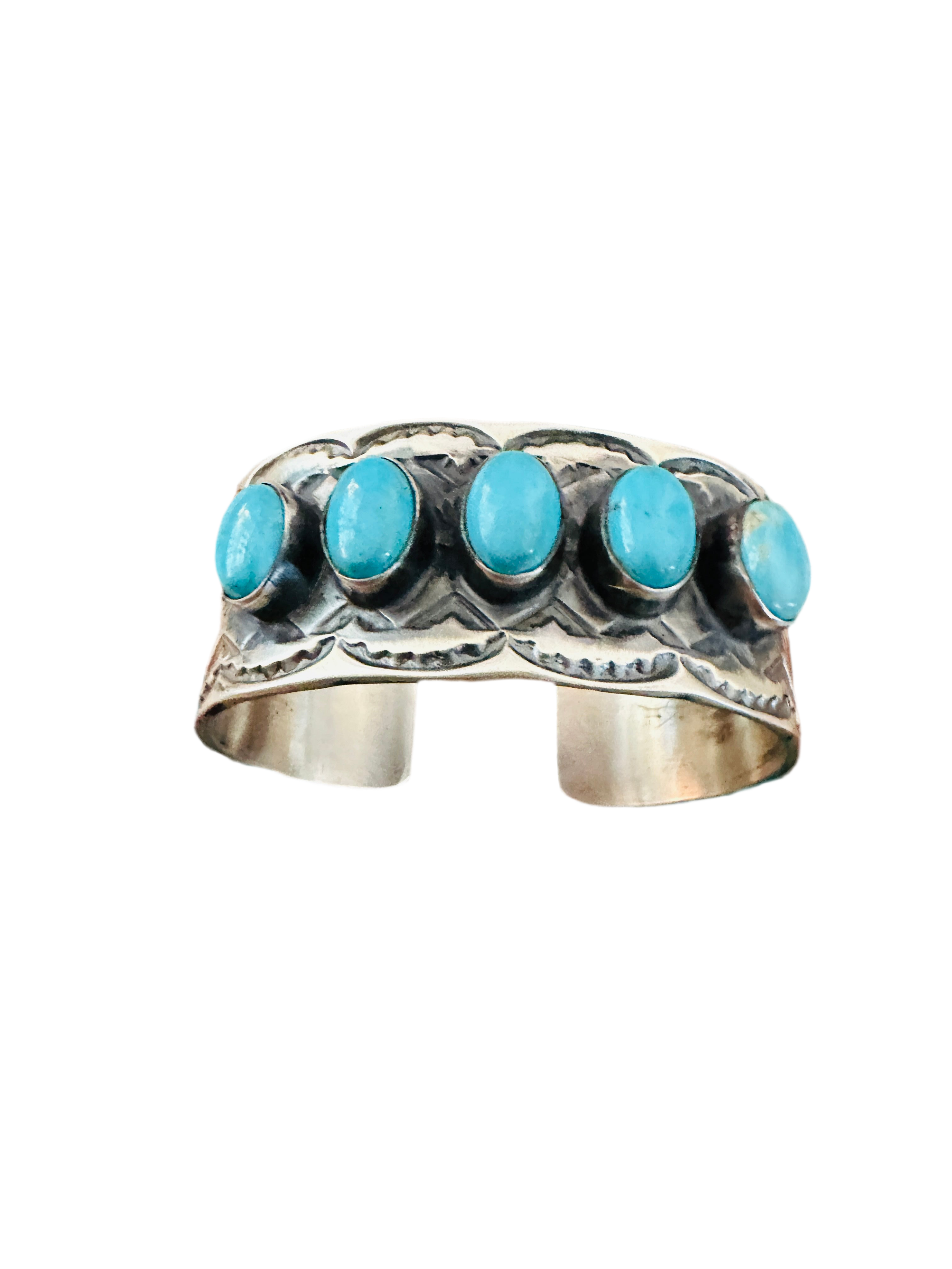 Handcrafted Sterling Silver & Turquoise Cuff Bracelet by Chimney Butte /