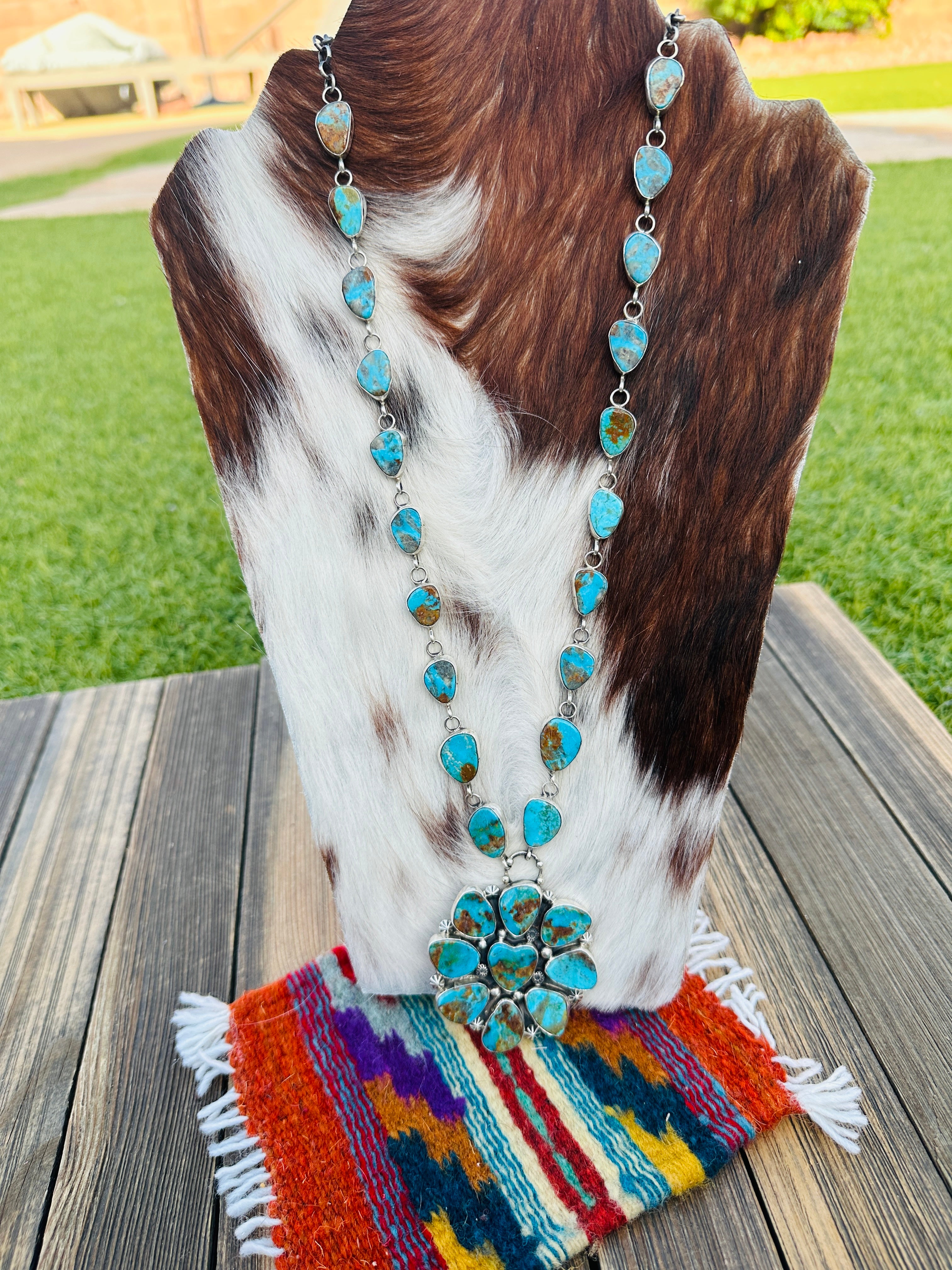 Handcrafted Turquoise & Sterling Silver Heart Necklace by Jacqueline Silver