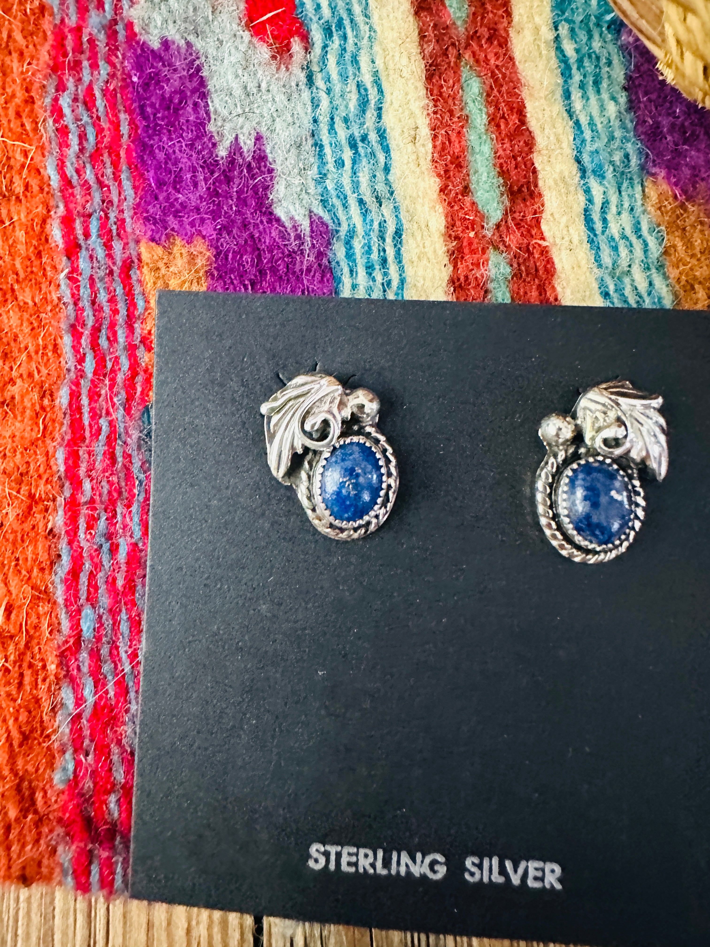 Handcrafted Lapis & Sterling Silver Stud Earrings