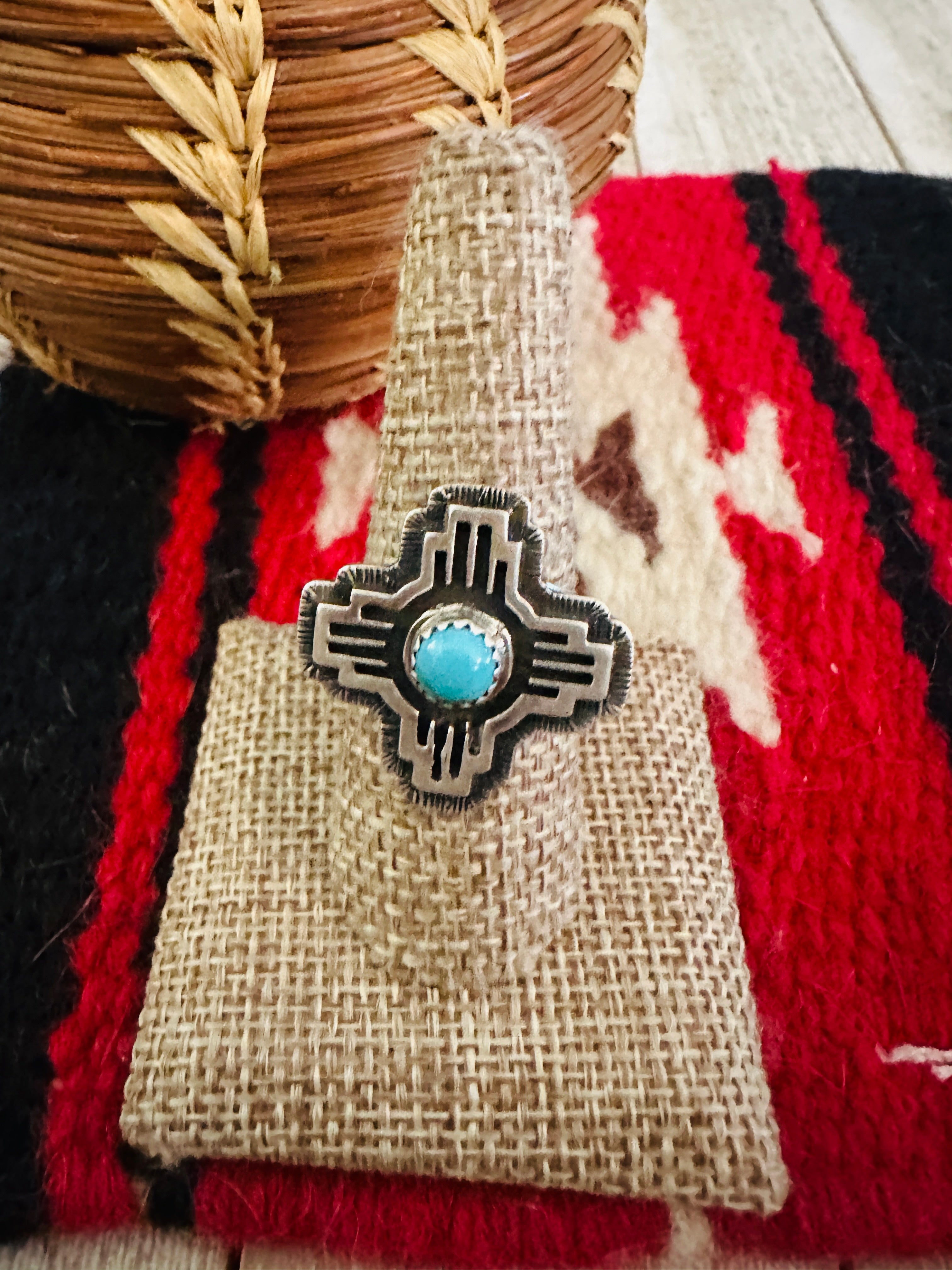 Handcrafted Turquoise & Sterling Silver Cross Ring