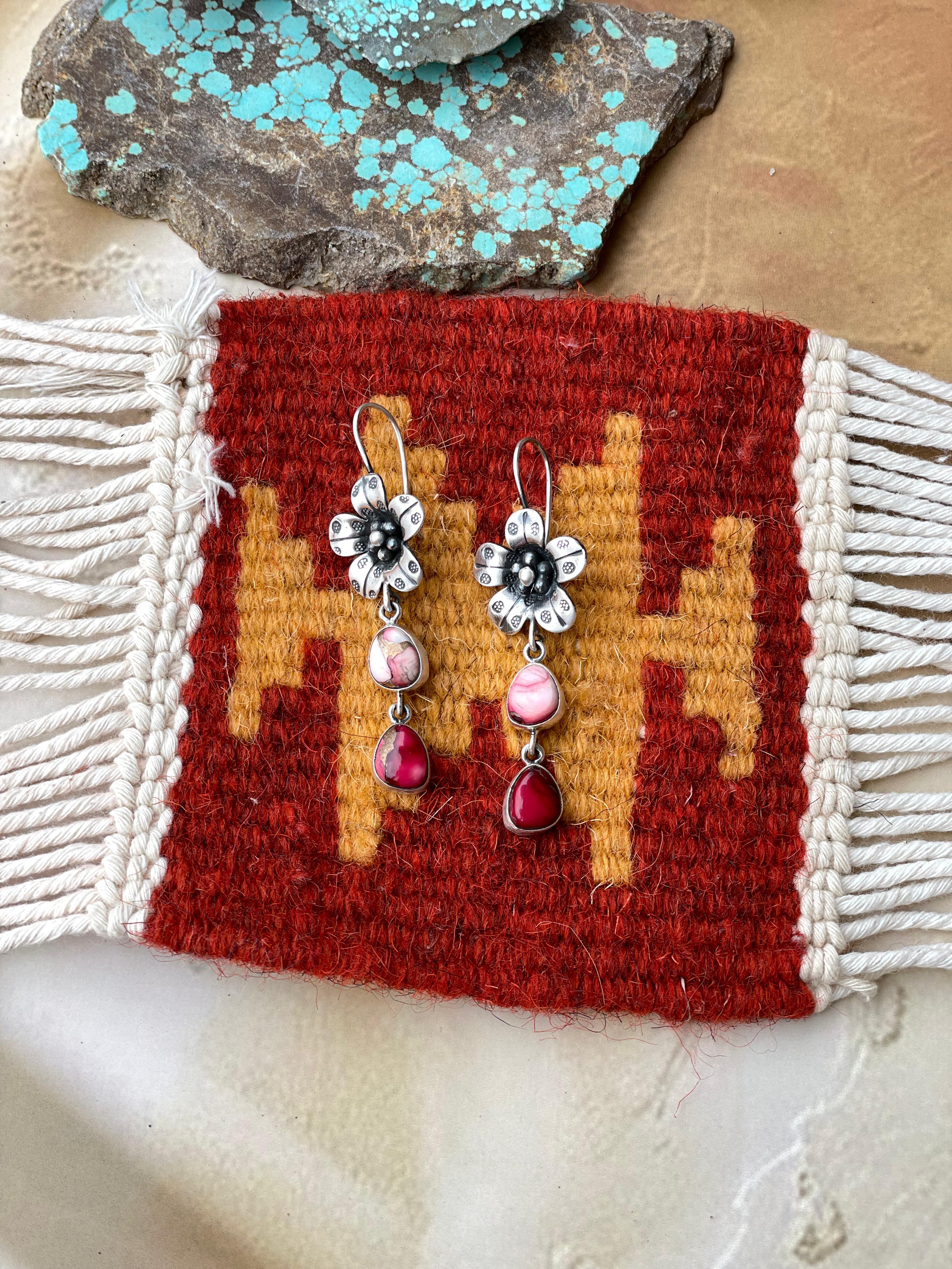 Dahlia Rose Handmade Sterling Silver Flower Dangles