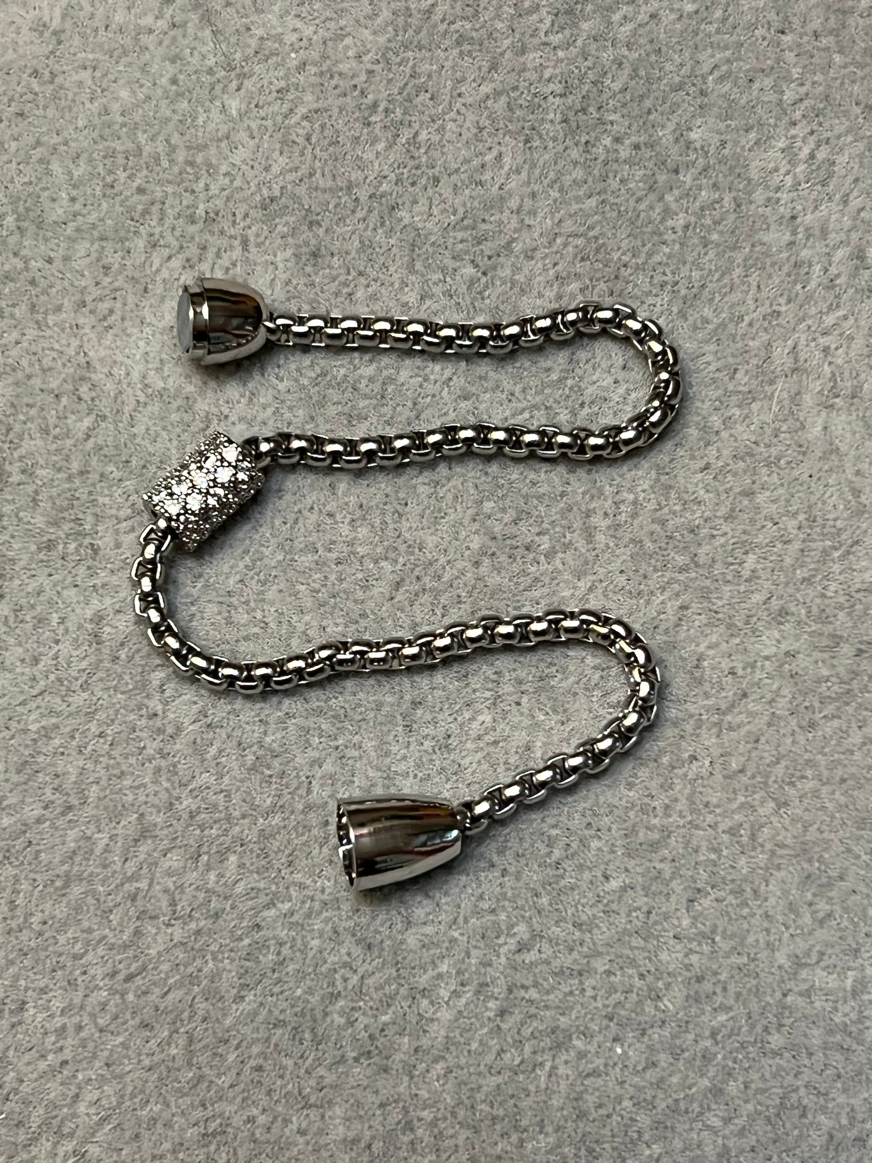 Silver Plated CZ Box Chain Bracelet With Magnetic Clasp