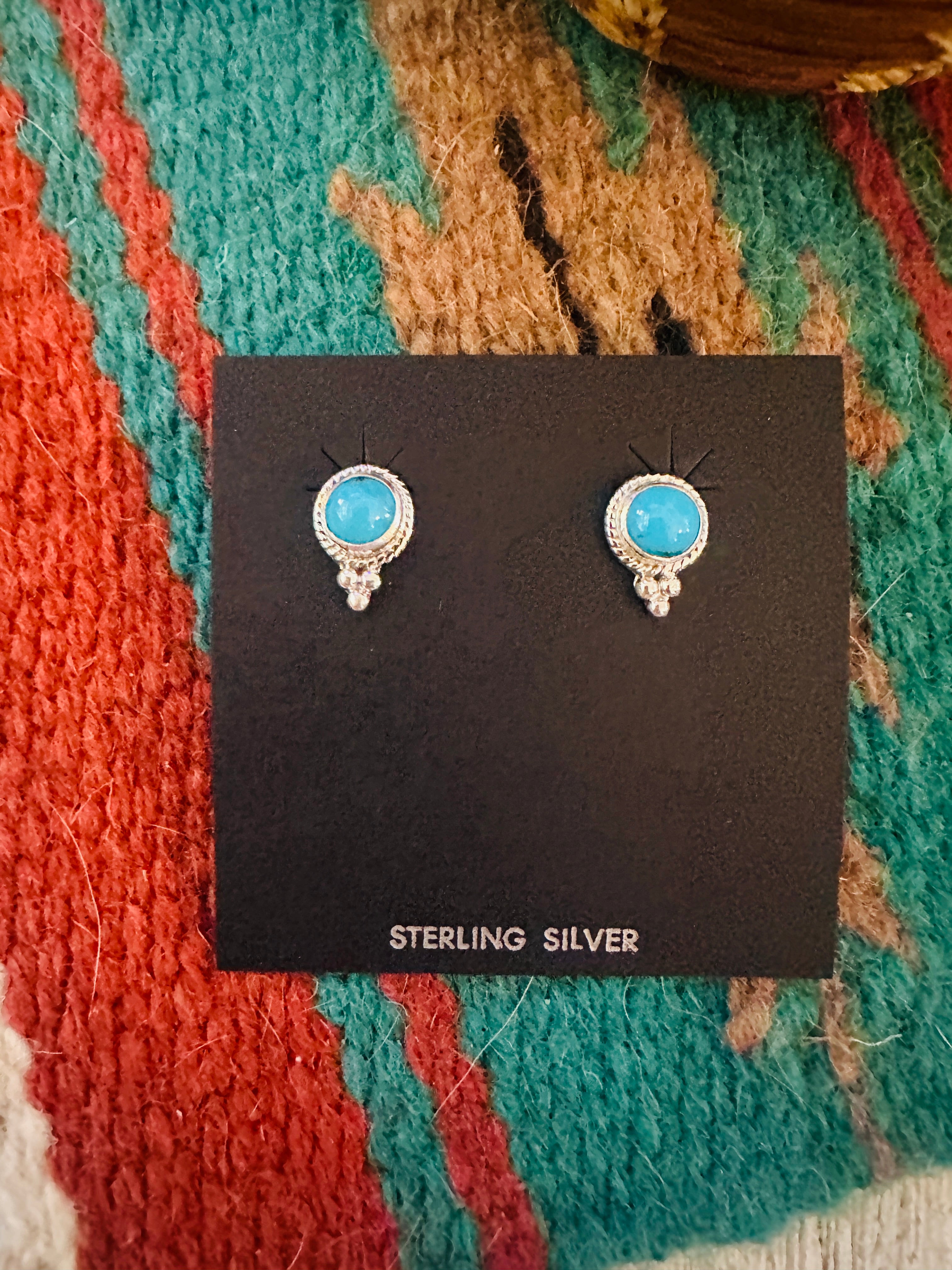 Handcrafted Sterling Silver & Turquoise Stud Earrings
