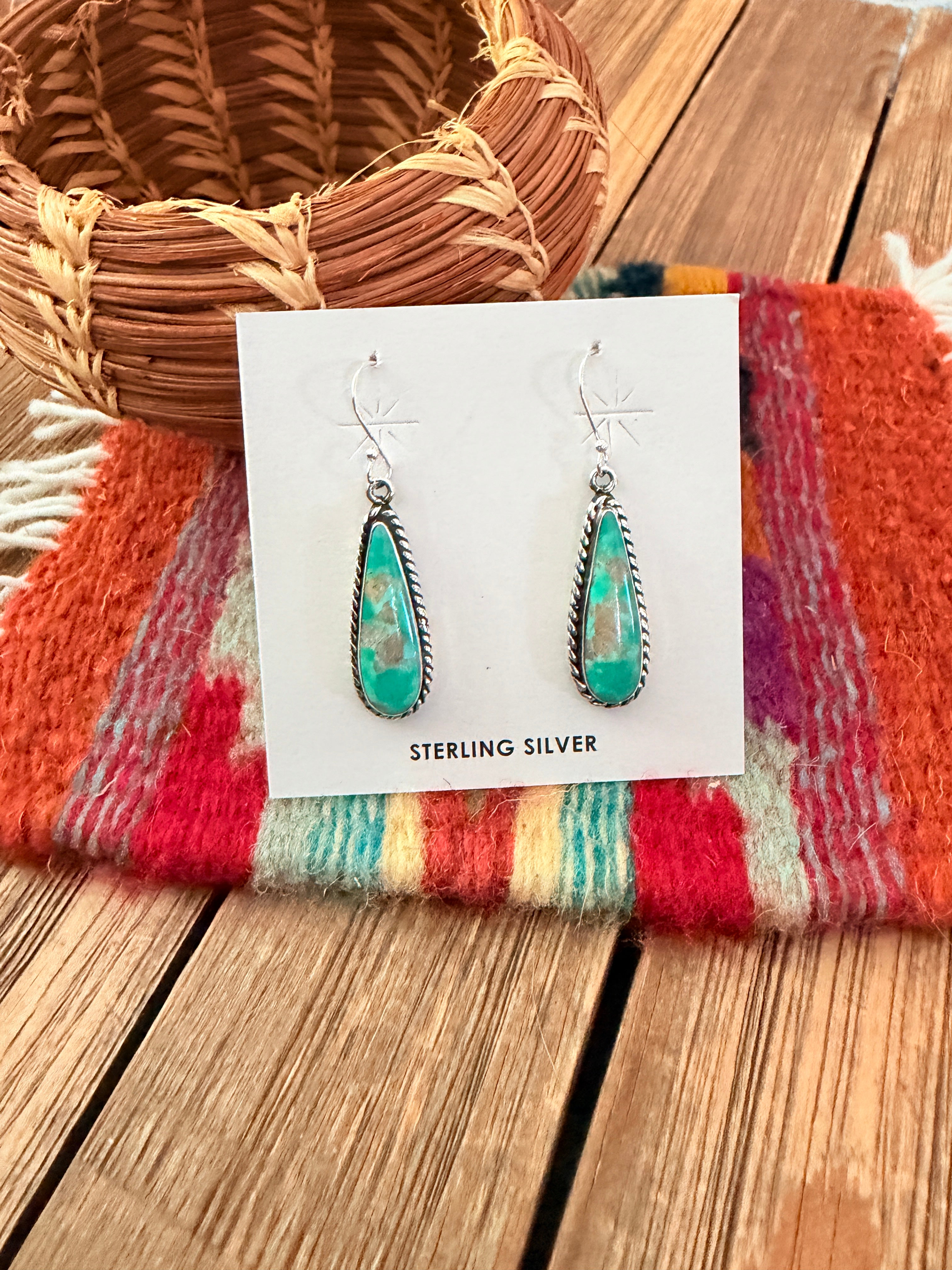Handcrafted Turquoise & Sterling Silver Dangle Earrings