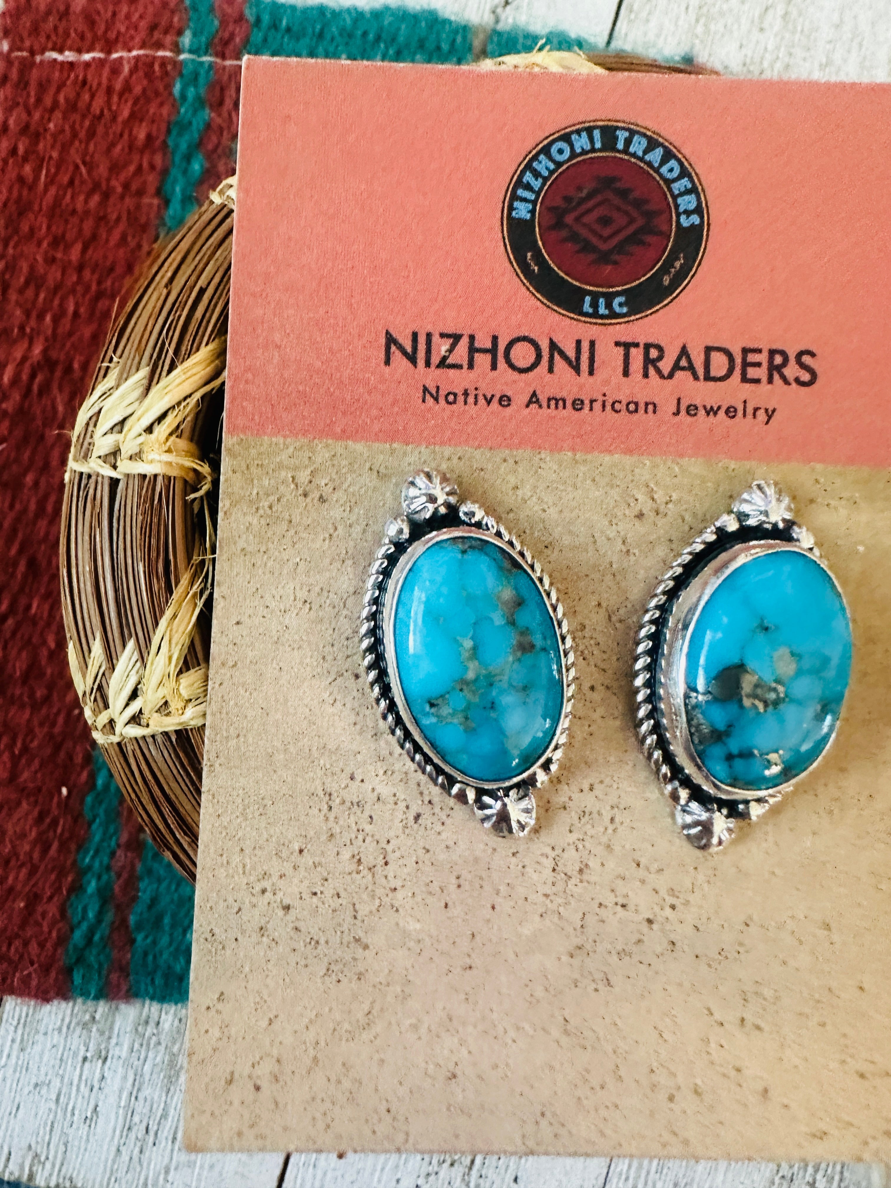 Handcrafted Sterling Silver & Turquoise Post Earrings