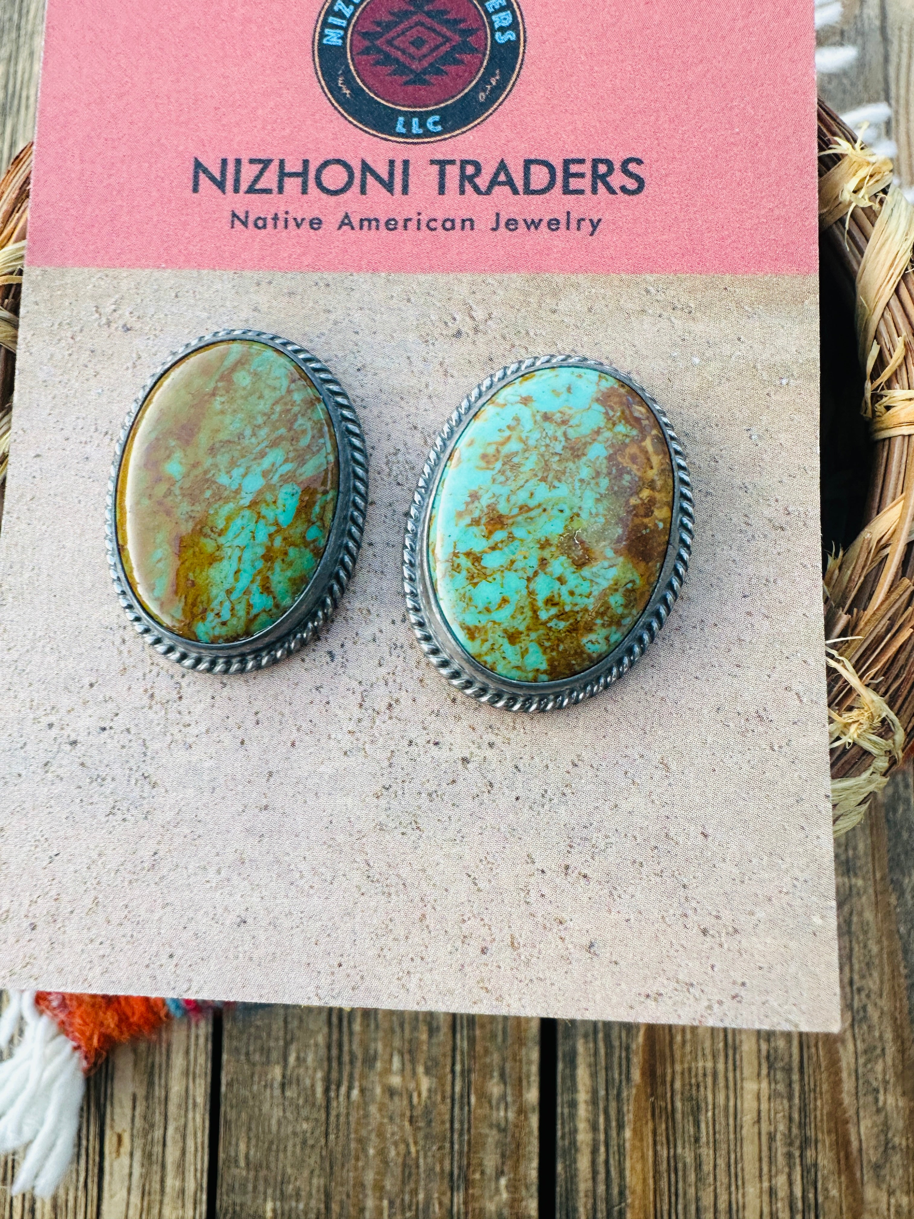 Handcrafted Sterling Silver & Royston Turquoise Post Earrings