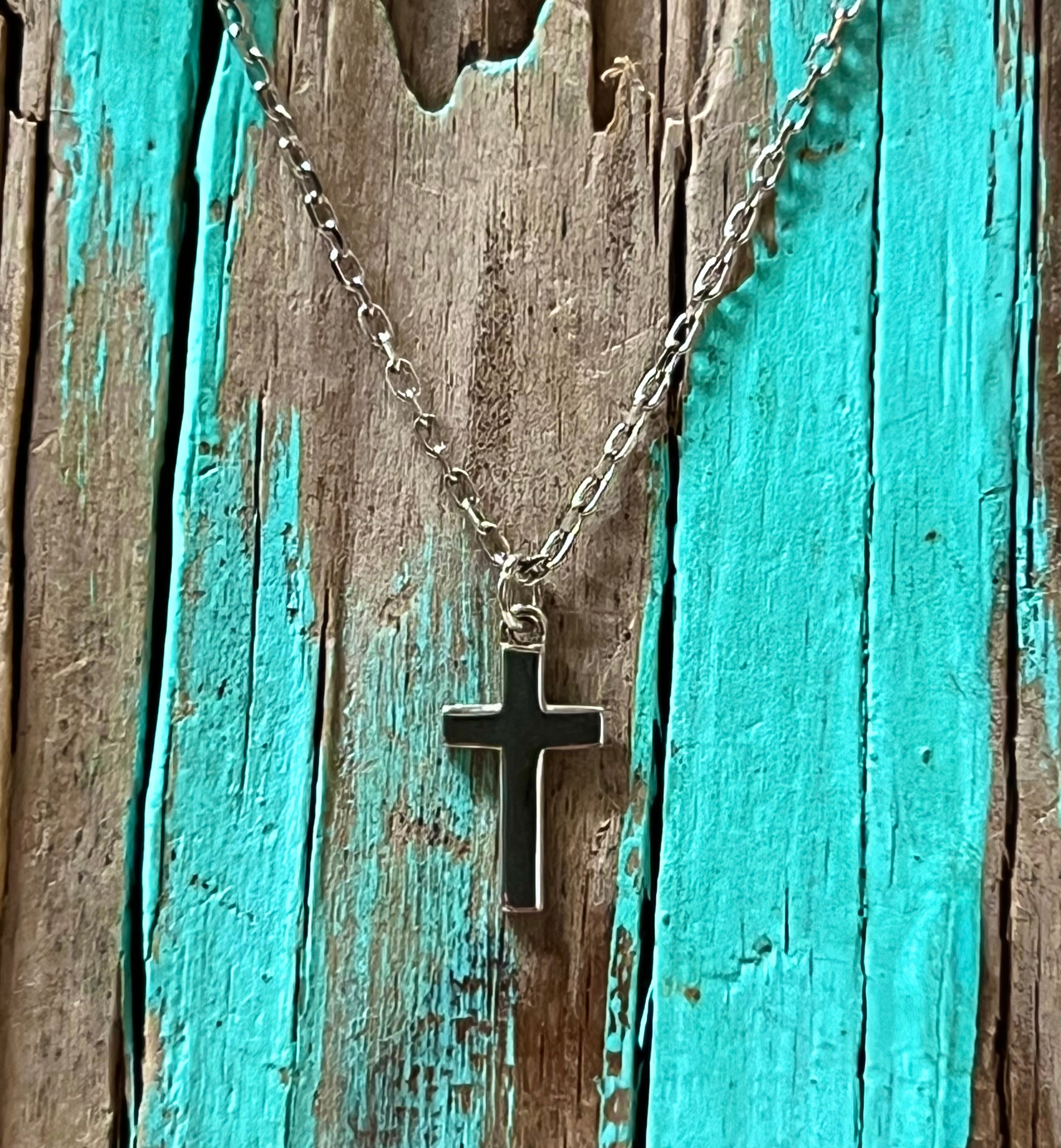 Graceful Sterling Silver Cross Necklace 18”