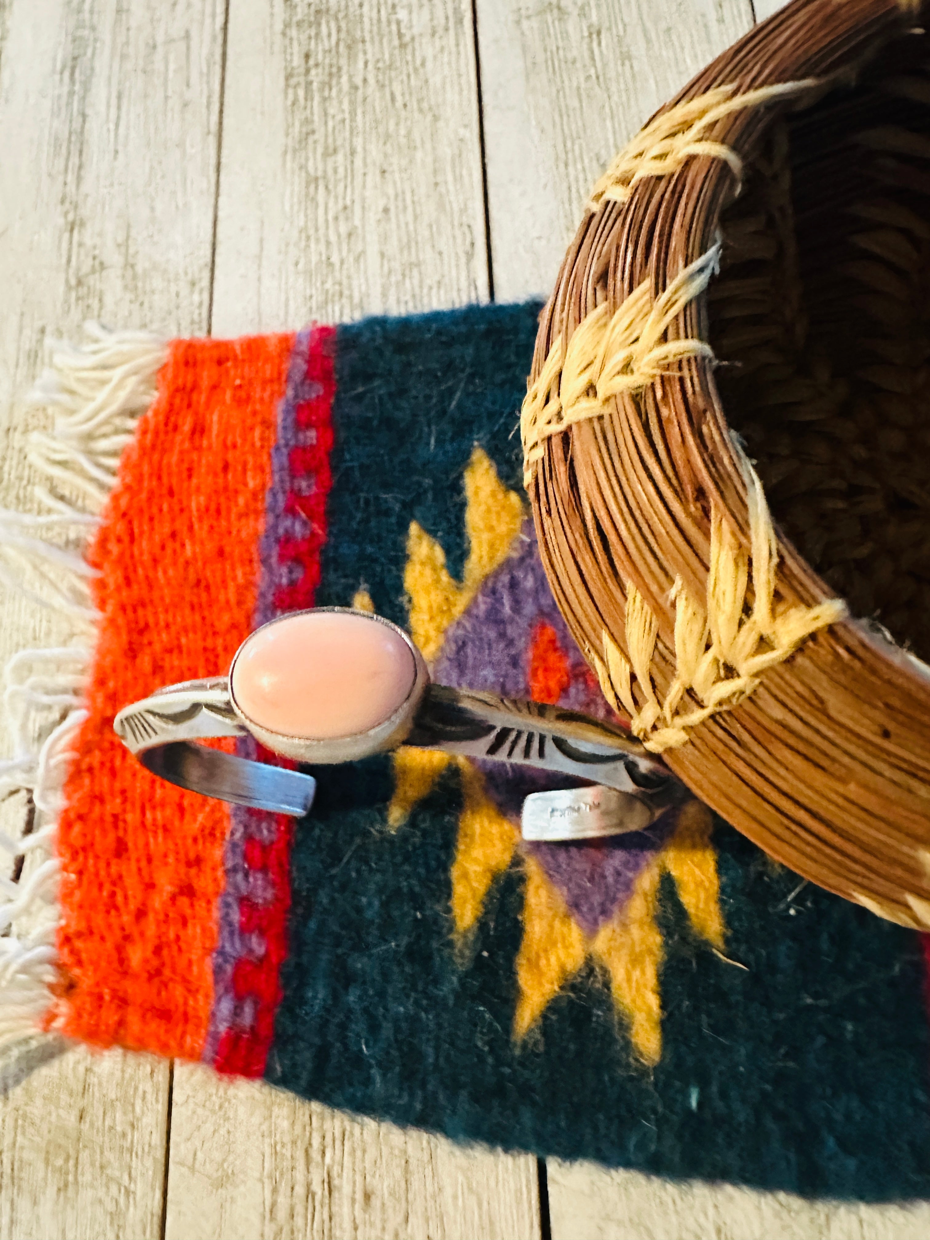 Handcrafted Sterling Silver & Queen Pink Conch Cuff Bracelet