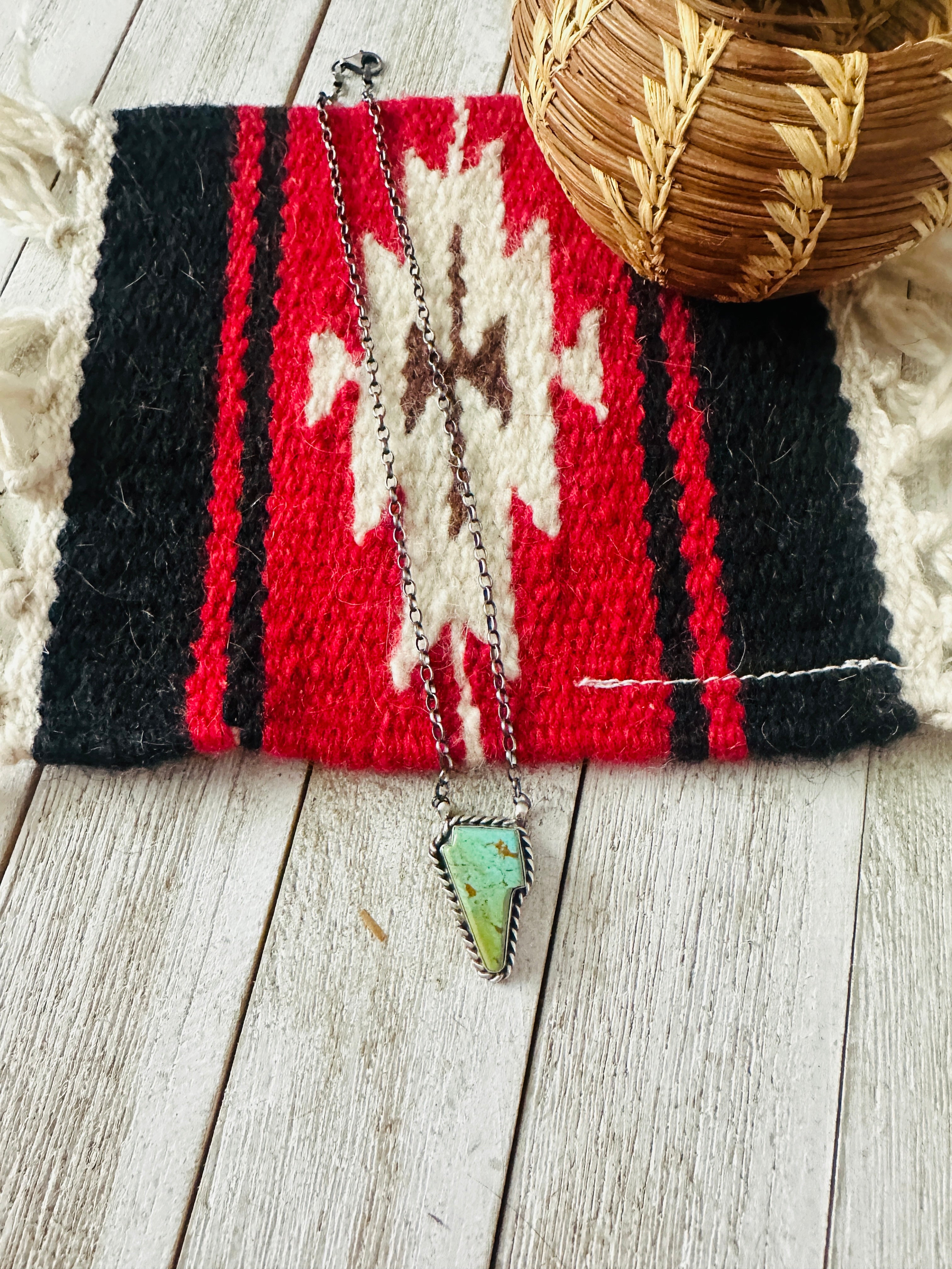 Handcrafted Sterling Silver & Turquoise Lightening Bolt Necklace