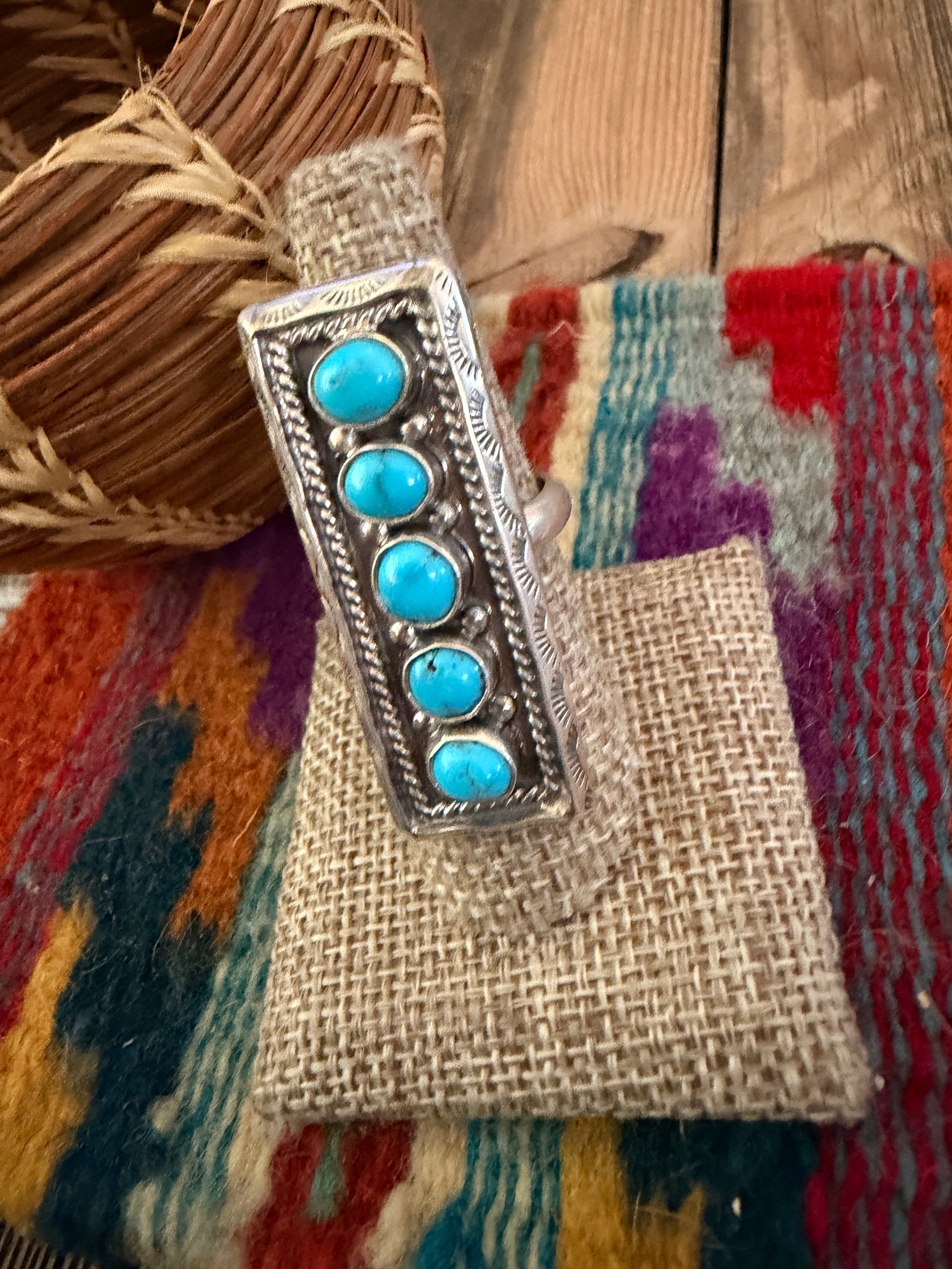 Handcrafted Turquoise & Sterling Silver Adjustable Ring