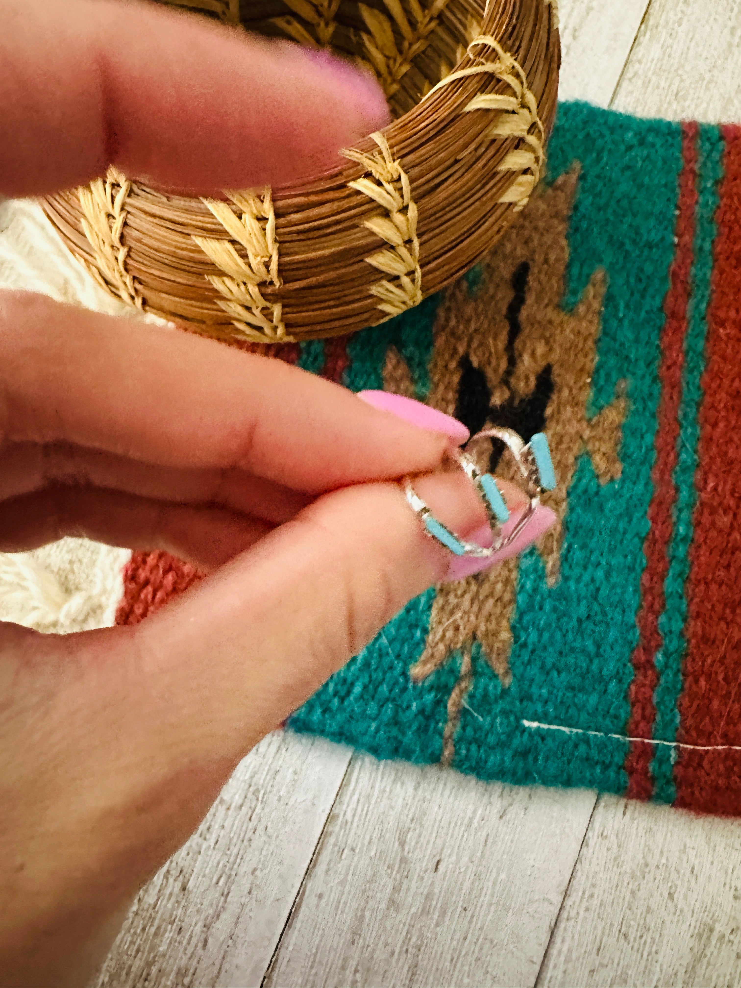 Handcrafted Sterling Silver & Turquoise Ear Cuff 3 ST