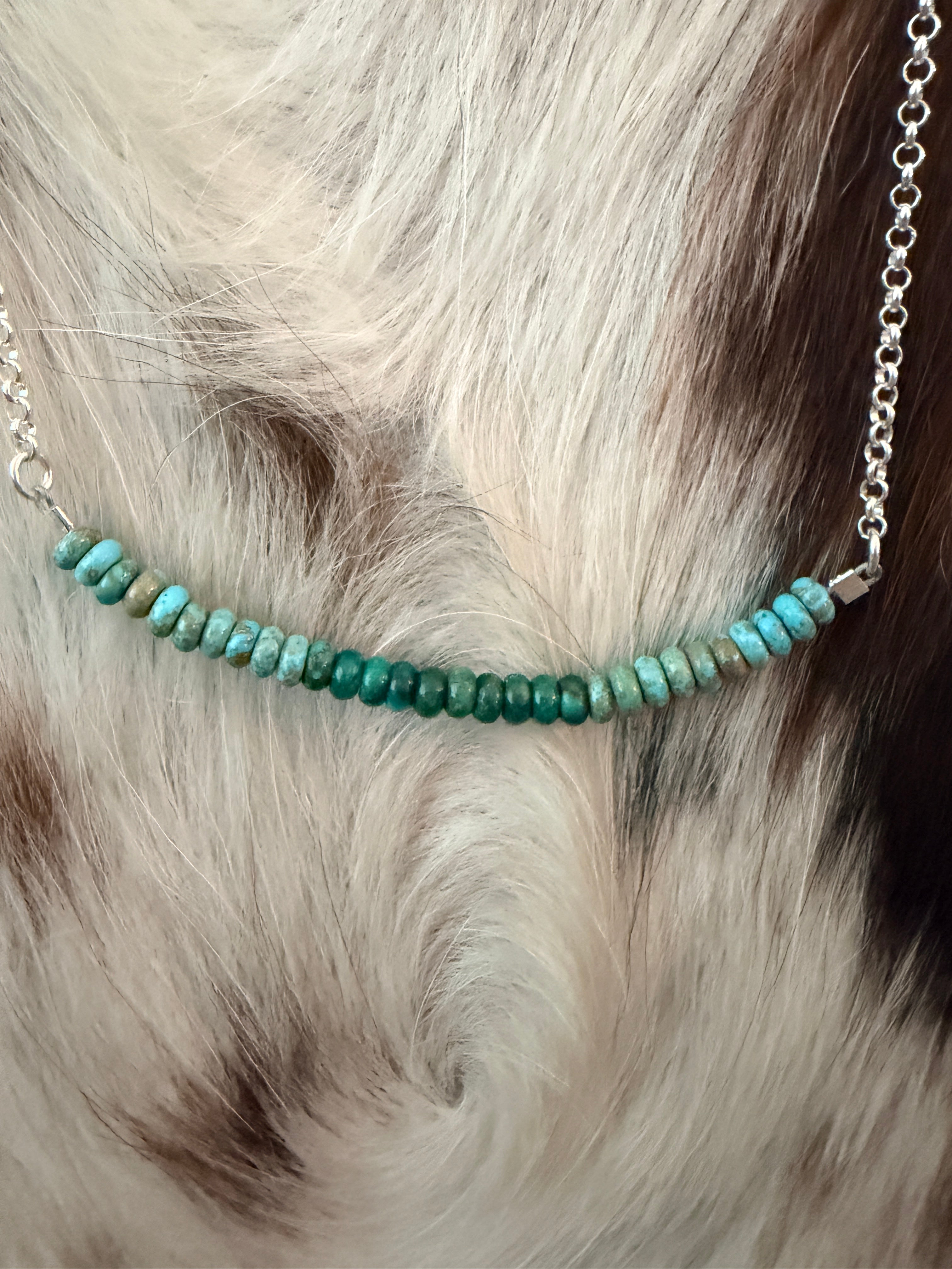 Handmade Sterling Silver & Turquoise Beaded Necklace
