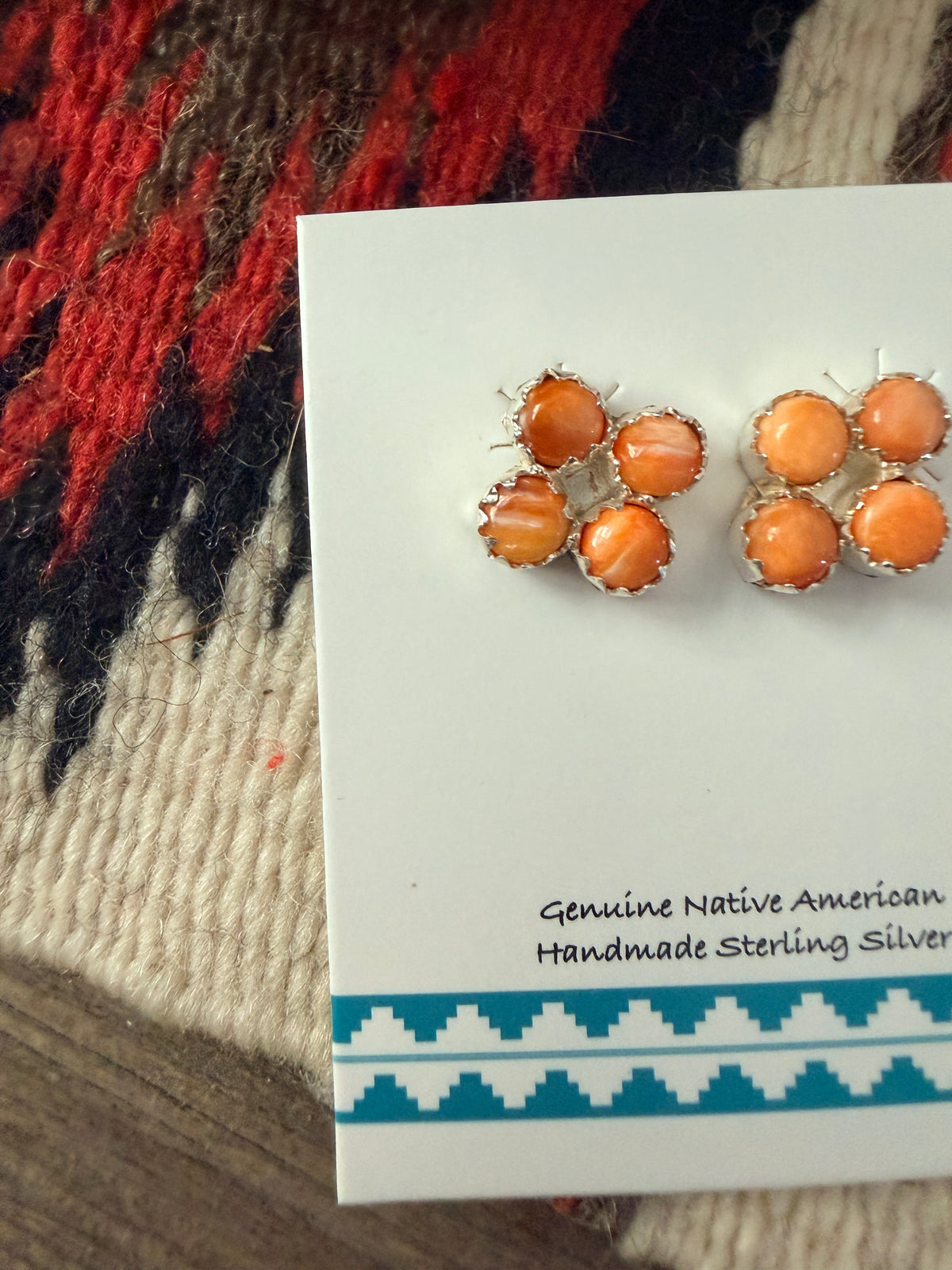 Handcrafted Sterling Silver & Spiny Oyster Petit Point Stud Earrings