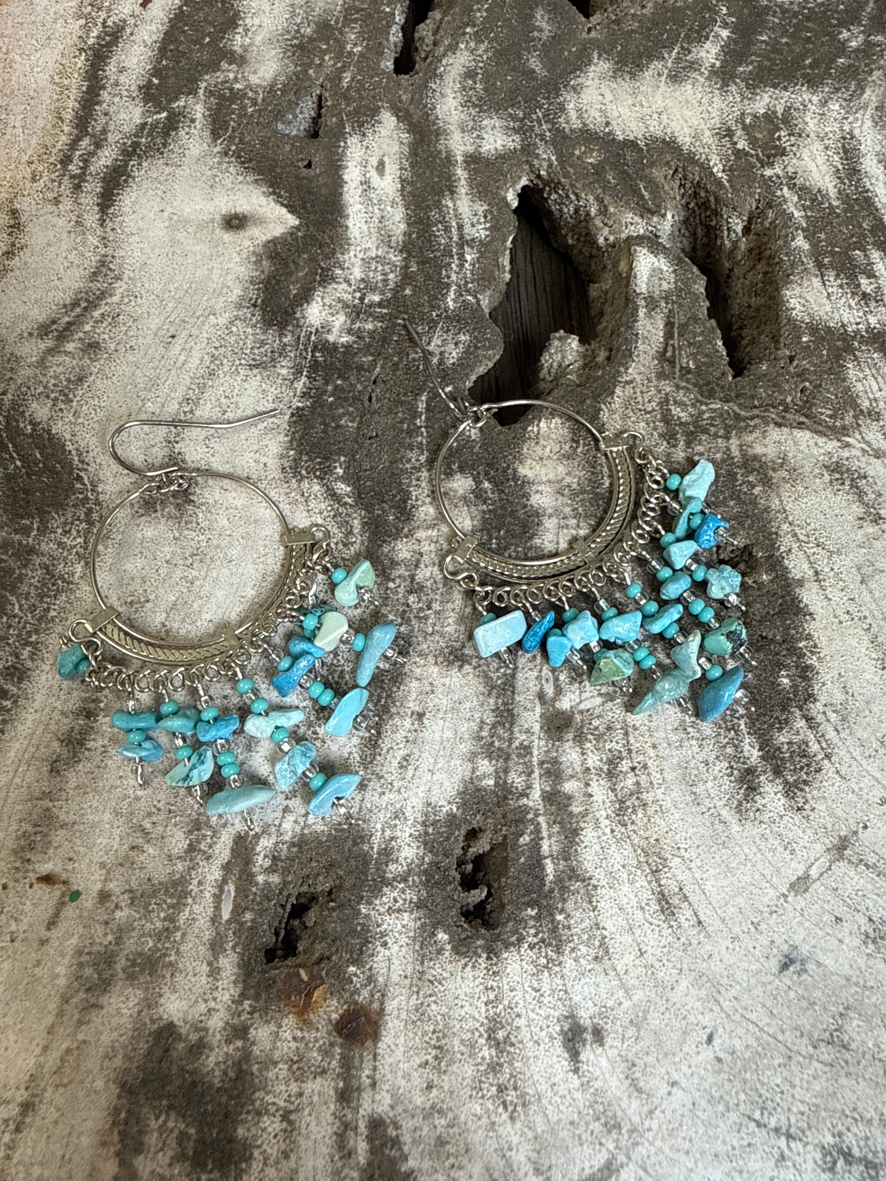 “The Golden Collection” Sea & Sky Hoops Handmade Beaded Surgical Steel Earrings