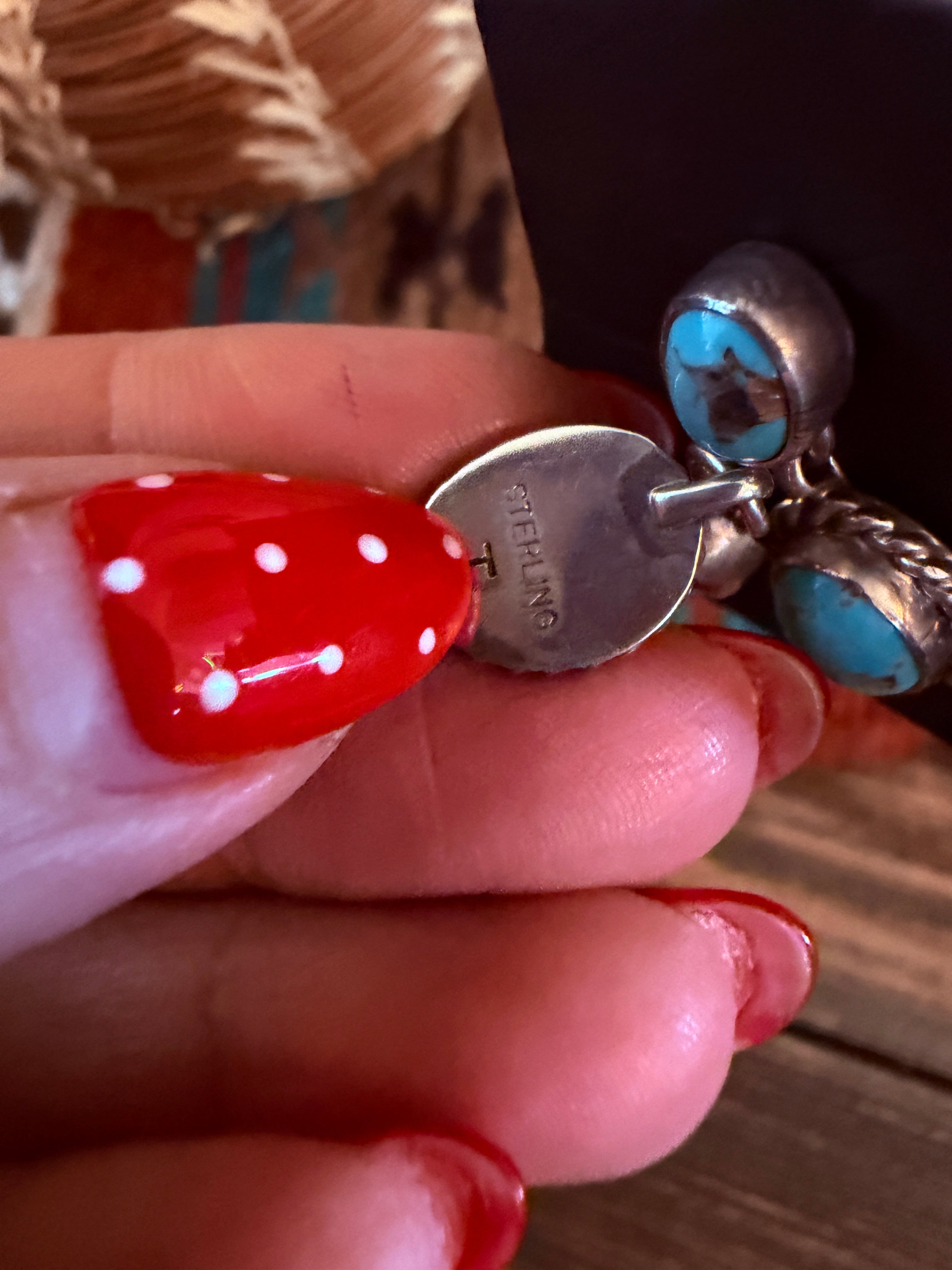 Handcrafted Turquoise & Sterling Silver Dangle Earrings