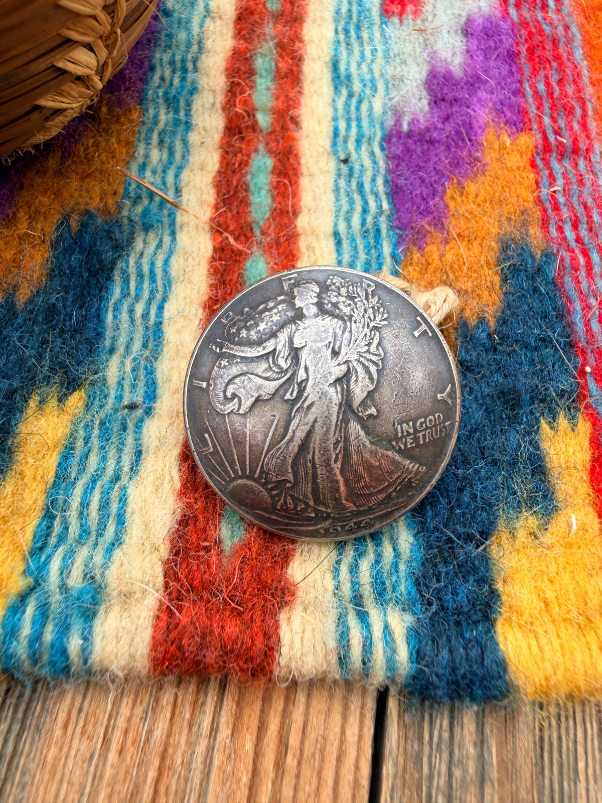Old Pawn Handcrafted Liberty Half Dollar Button