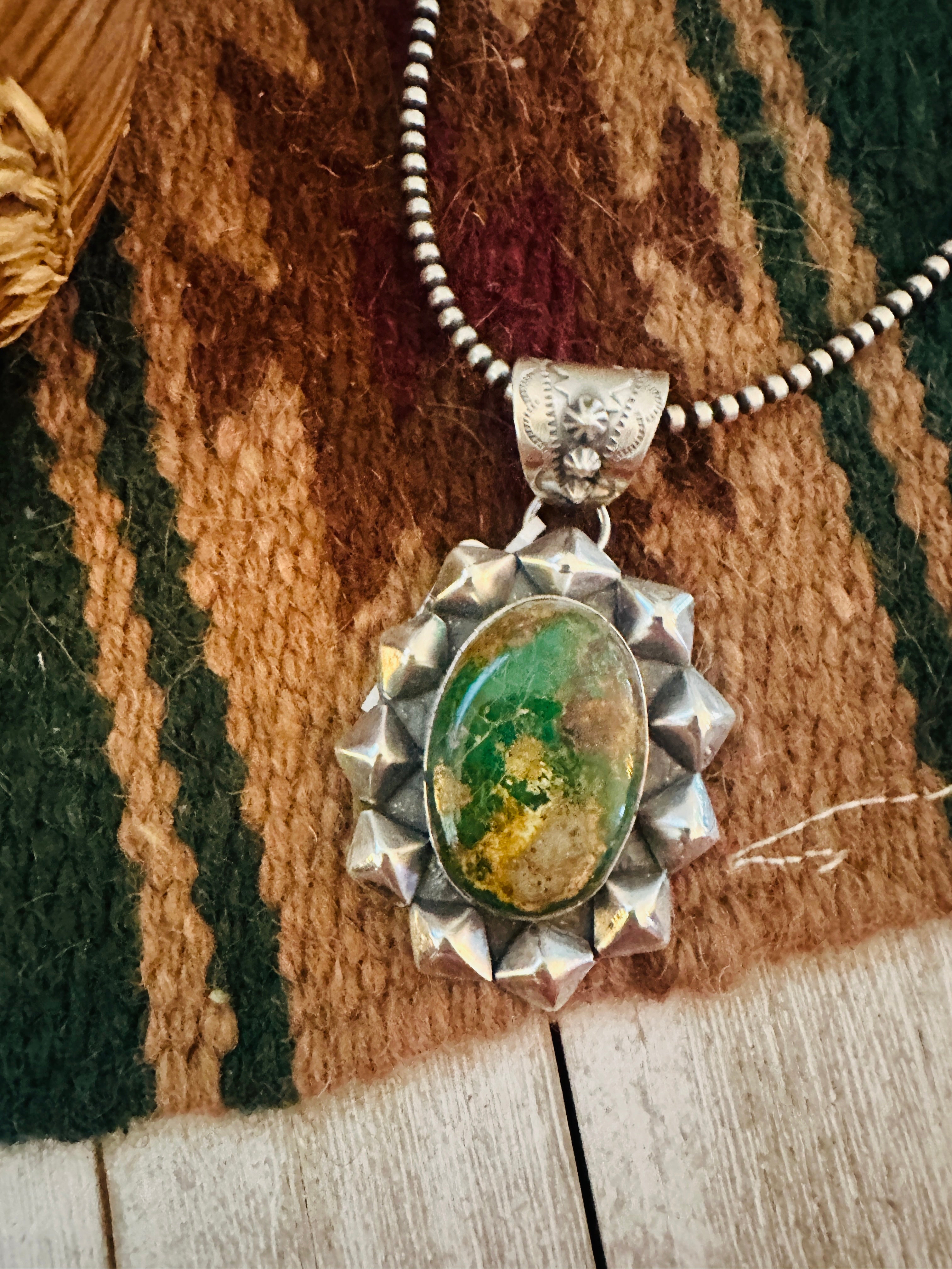 Handcrafted Royston Turquoise & Sterling Silver Pendant